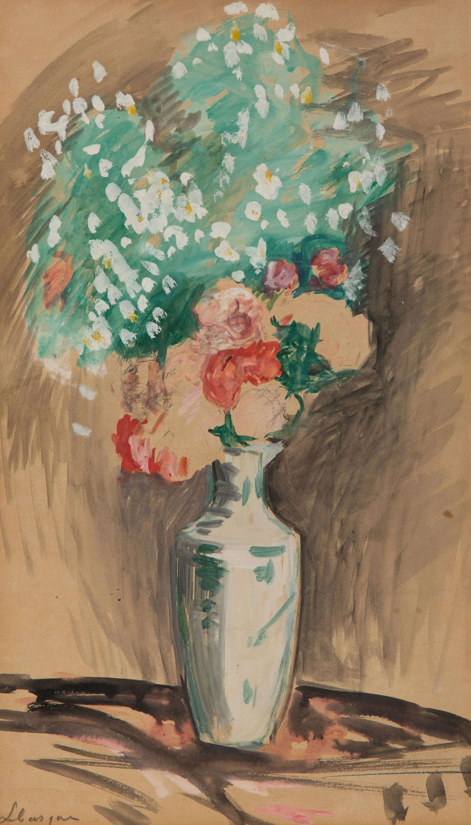 Henri Lebasque (French, 1865-1937) Vase de fleurs: Henri Lebasque (French, 1865-1937) Vase de fleurs watercolor, gouache, pencil on paper laid down on card signed Lebasque (lower left) 17 1/4 x 10 inches. Provenance: Private Collection, acquired by th