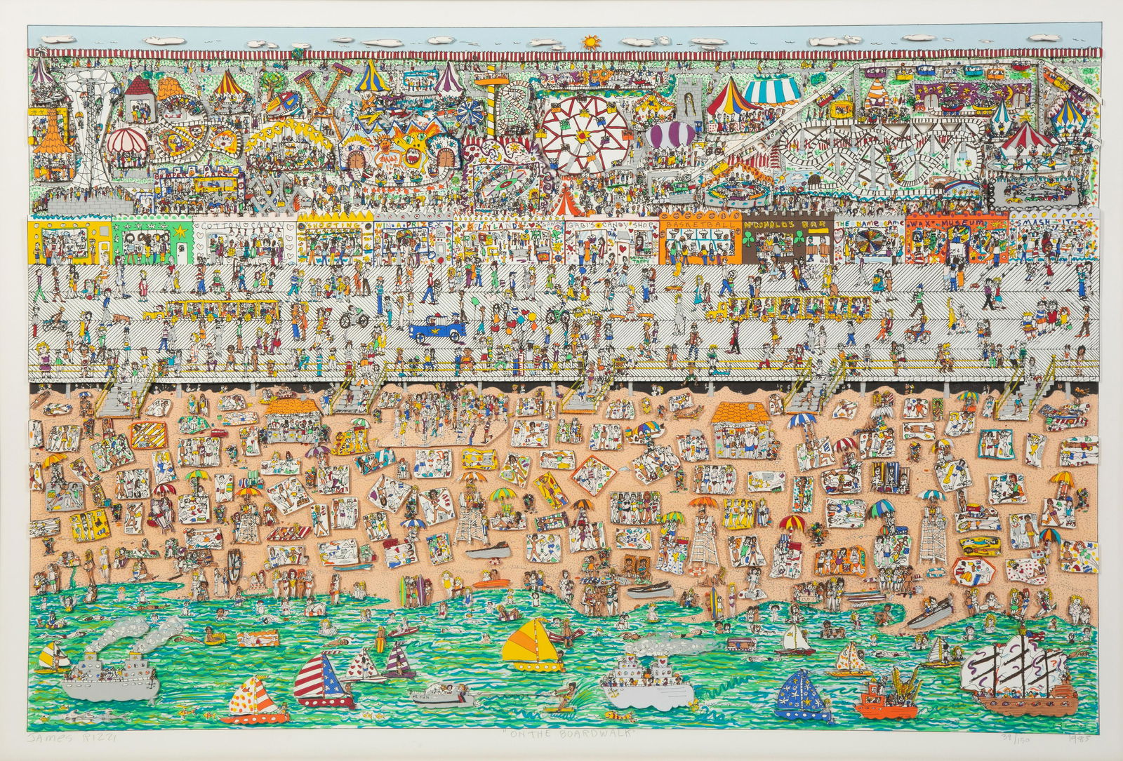 James Rizzi (American, 1950-2011) On the Boardwalk, 1985 (1 of 6)