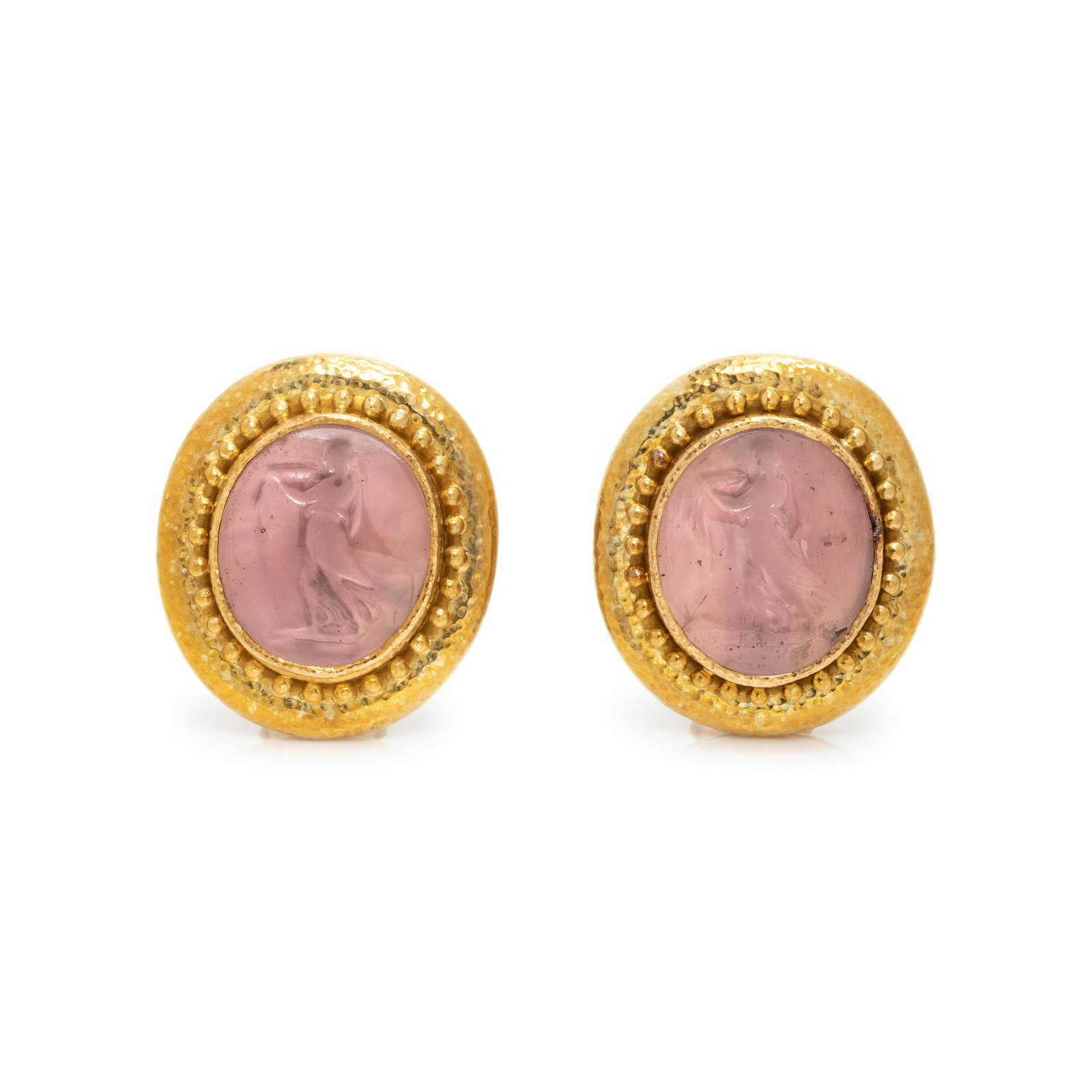 ELIZABETH LOCKE, YELLOW GOLD AND INTAGLIO EARCLIPS (1 of 2)