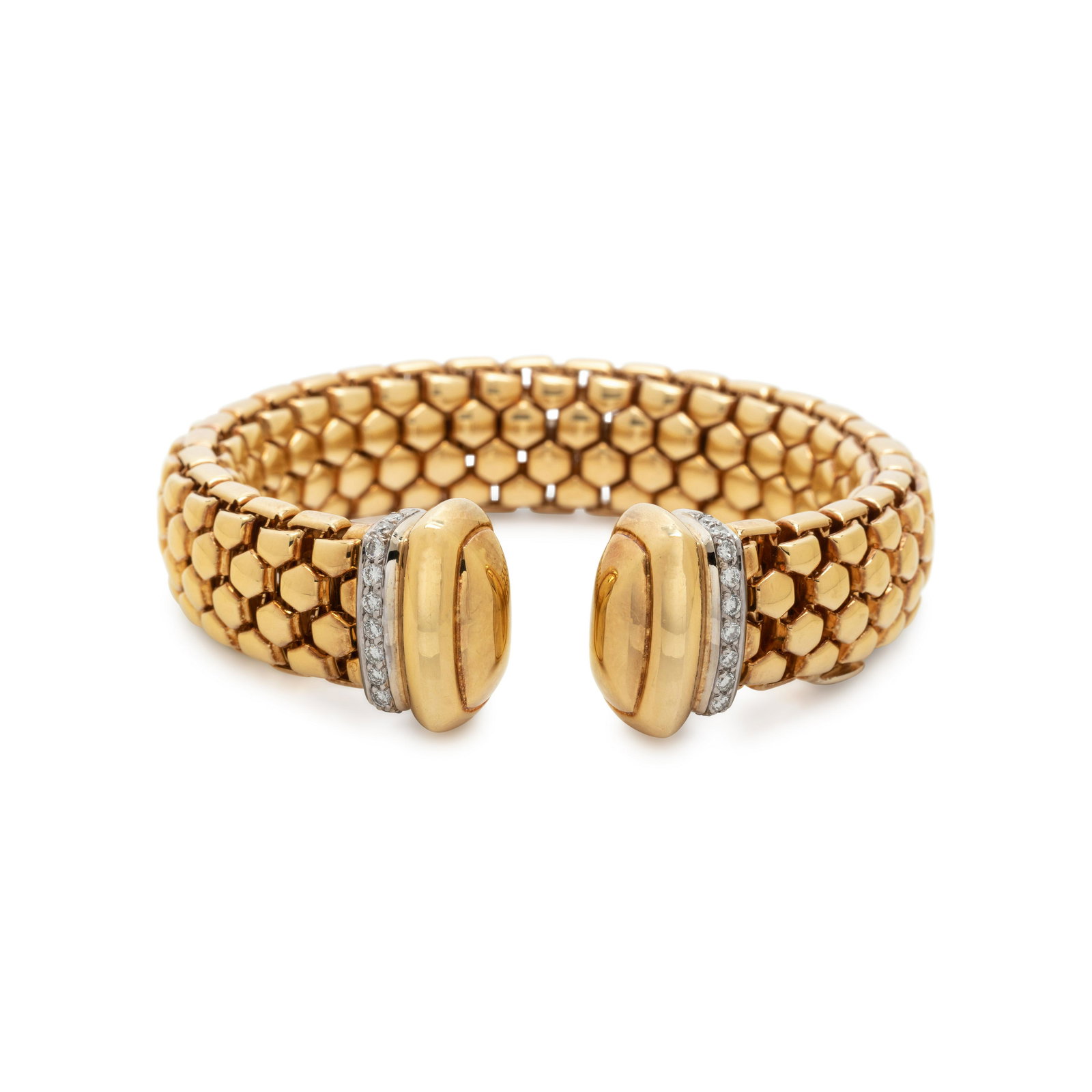 FOPE, BICOLOR GOLD AND DIAMOND CUFF BRACELET (1 of 3)