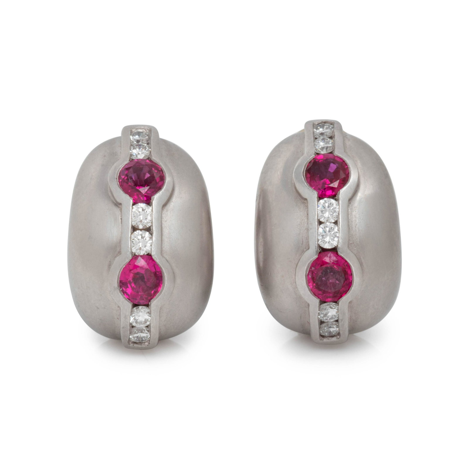 KIESELSTEIN-CORD, WHITE GOLD, RUBY AND DIAMOND EARCLIPS (1 of 2)
