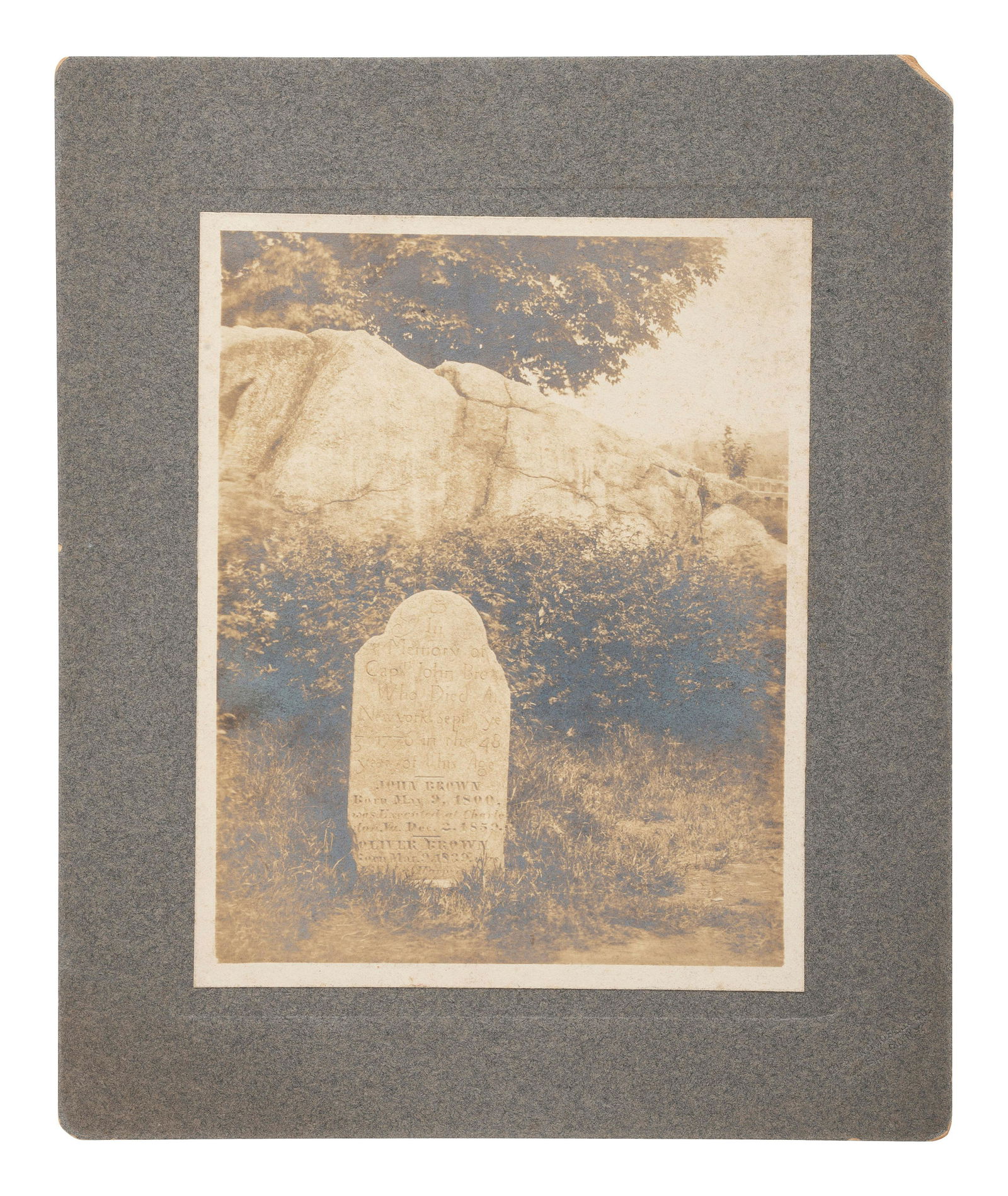 [SLAVERY & ABOLITION] -- [BROWN, John]. Photograph of John Brown's Grave. Lake Placid, NY: Chester (1 of 4)