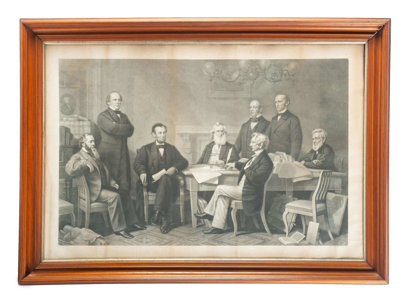 [SLAVERY & ABOLITION]. Alexander Hay RITCHIE (1822, 1895), engraver. after Francis Bicknell: [SLAVERY & ABOLITION]. Alexander Hay RITCHIE (1822, 1895), engraver. after Francis Bicknell CARPENTER (1830-1900), artist. First Reading of the Emancipation Proclamation. Mezzotint engrav