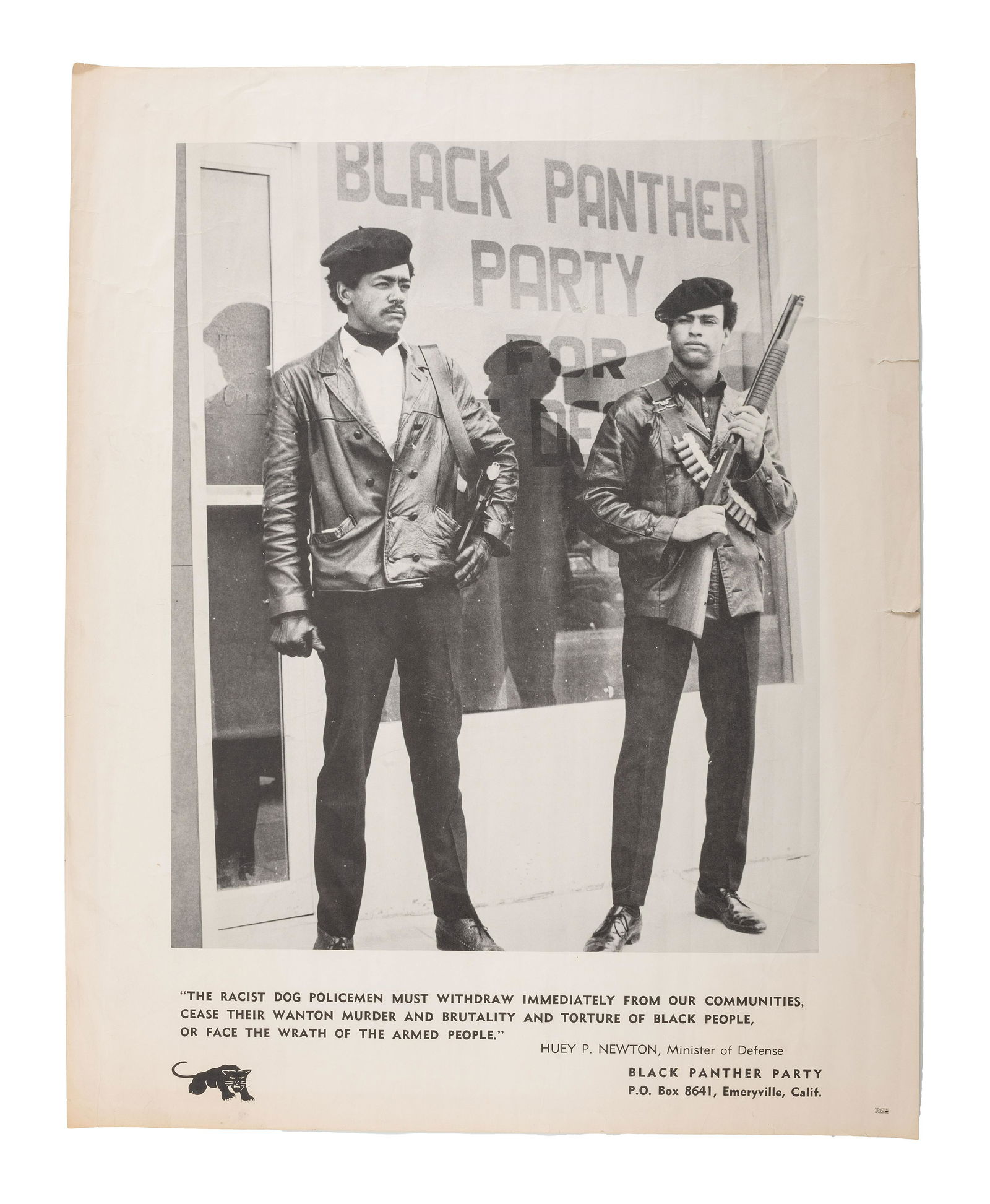 [BLACK PANTHERS]. The Racist Dog Policemen must Withdraw Immediately from our Communities. Oakland, (1 of 2)
