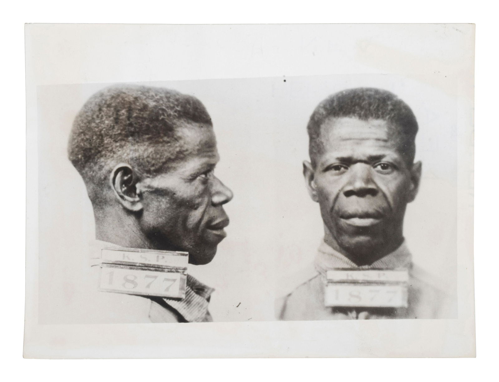 [CRIME & PUNISHMENT]. Mugshot of African American William Quinn, who was imprisoned for close to 30 (1 of 2)