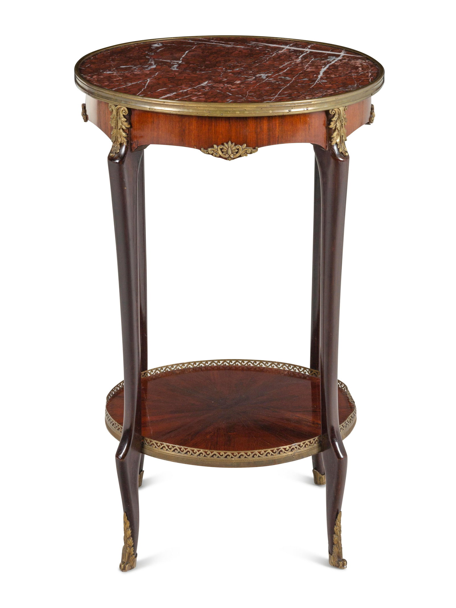 A Napoleon III Style Marble-Top Gueridon: A Napoleon III Style Marble-Top Gueridon Mid-20th Century Height 28 1/2 x diameter 18 1/2 inches. This lot is located in Chicago.