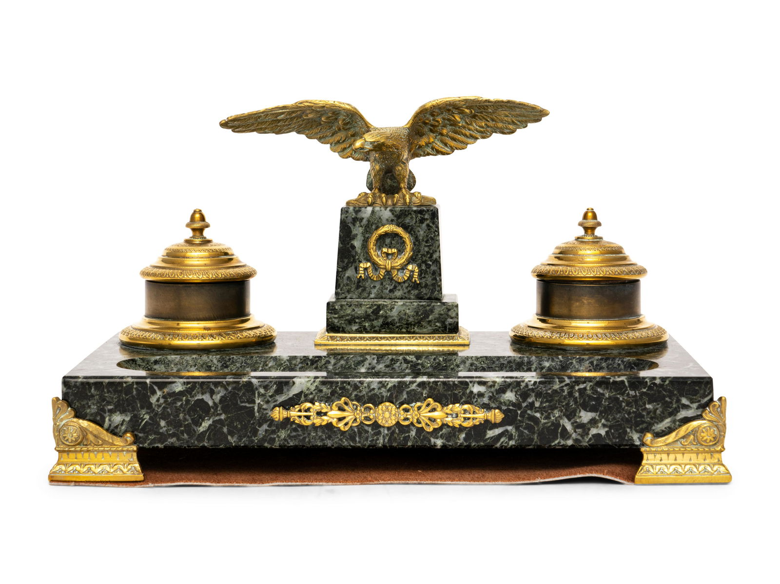 An Empire Style Gilt Metal and Marble Encrier (1 of 5)