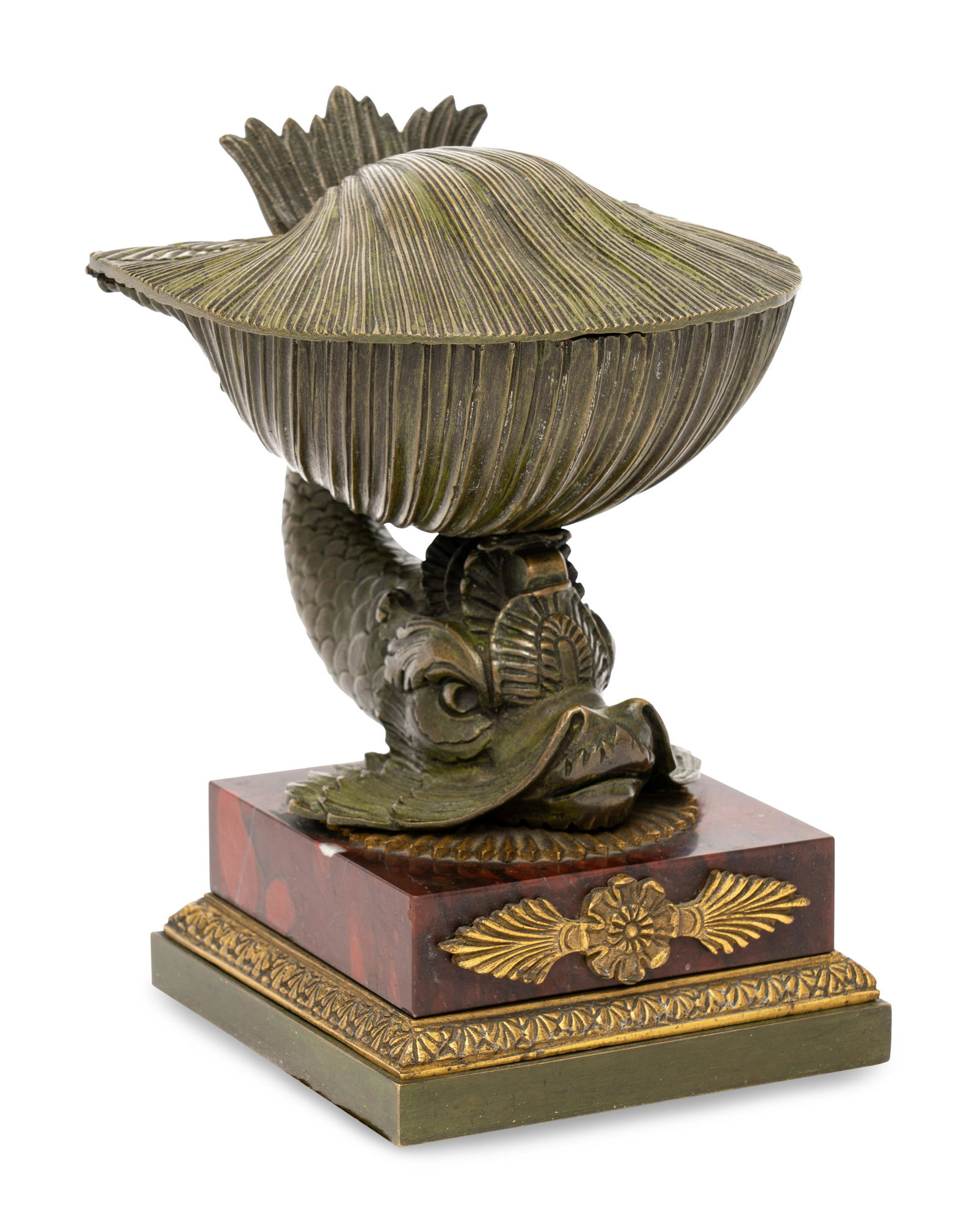 A French Bronze and Marble Dolphin and Shell Ink Stand (1 of 4)
