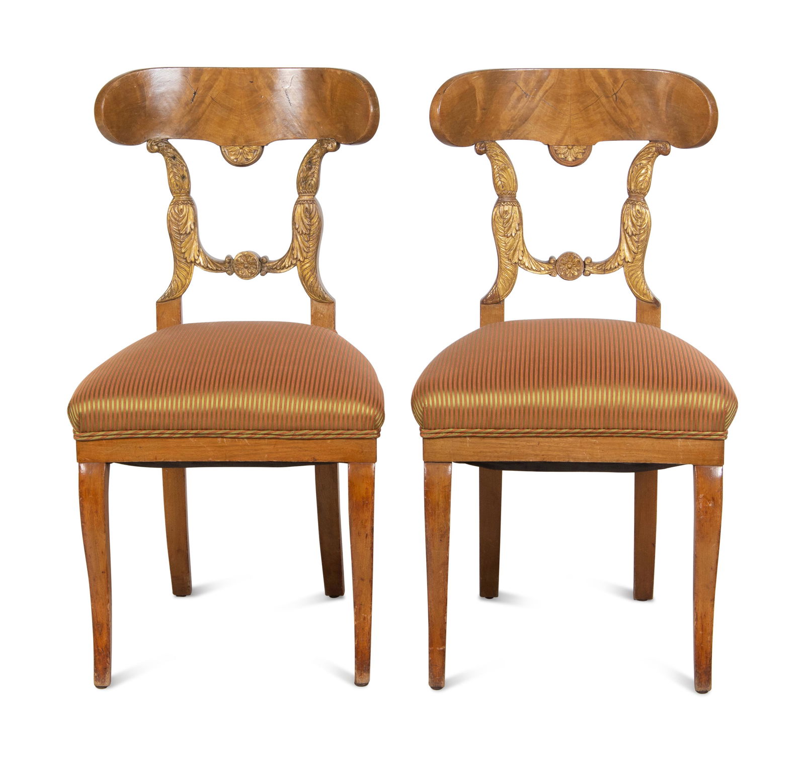 A Pair of Biedermeier Parcel-Gilt Birch Side Chairs (1 of 3)