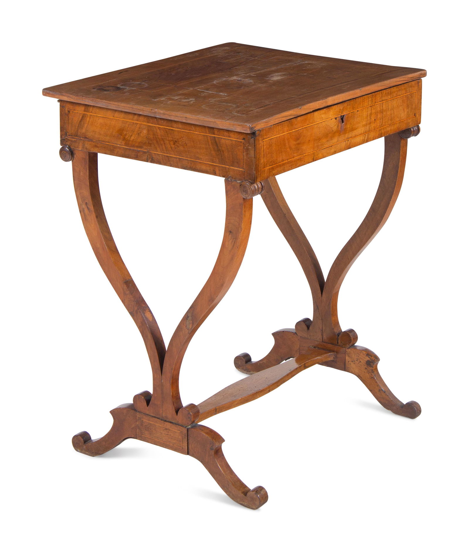 A Continental Satinwood-Inlaid Figured Walnut Side Table (1 of 3)