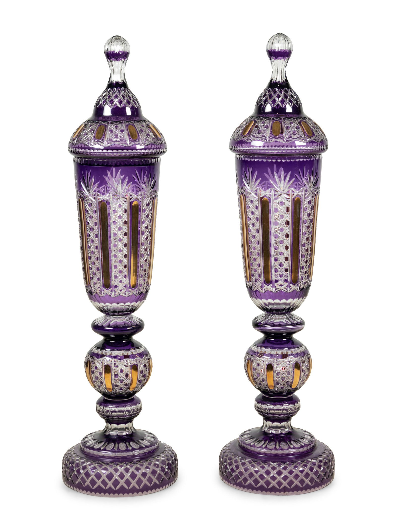 A Pair of Large Bohemian Gilt-Decorated Cut Glass Pokals (1 of 4)