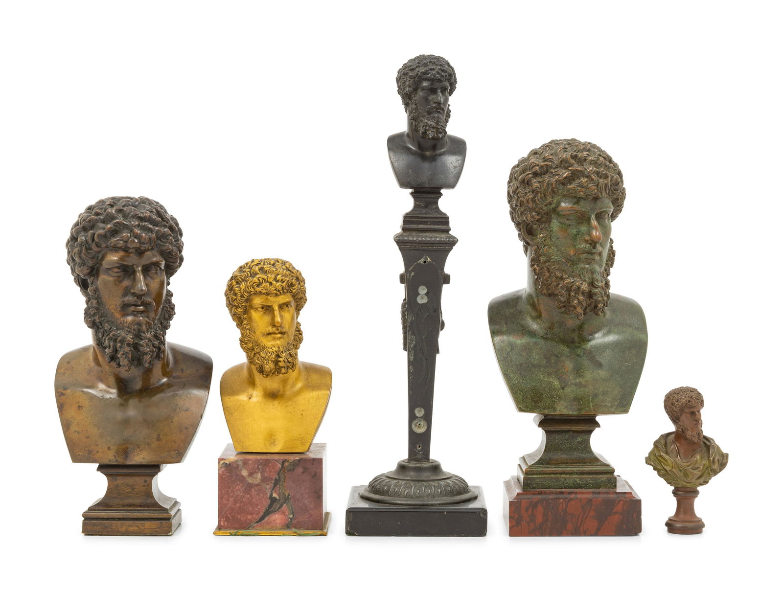 Five Continental Bronze Small Busts of Emperor Lucius Verus (1 of 5)