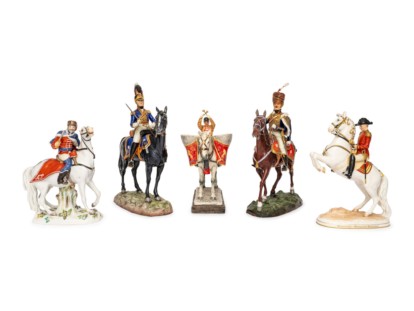 Four Continental Porcelain Horse and Rider Groups (1 of 3)