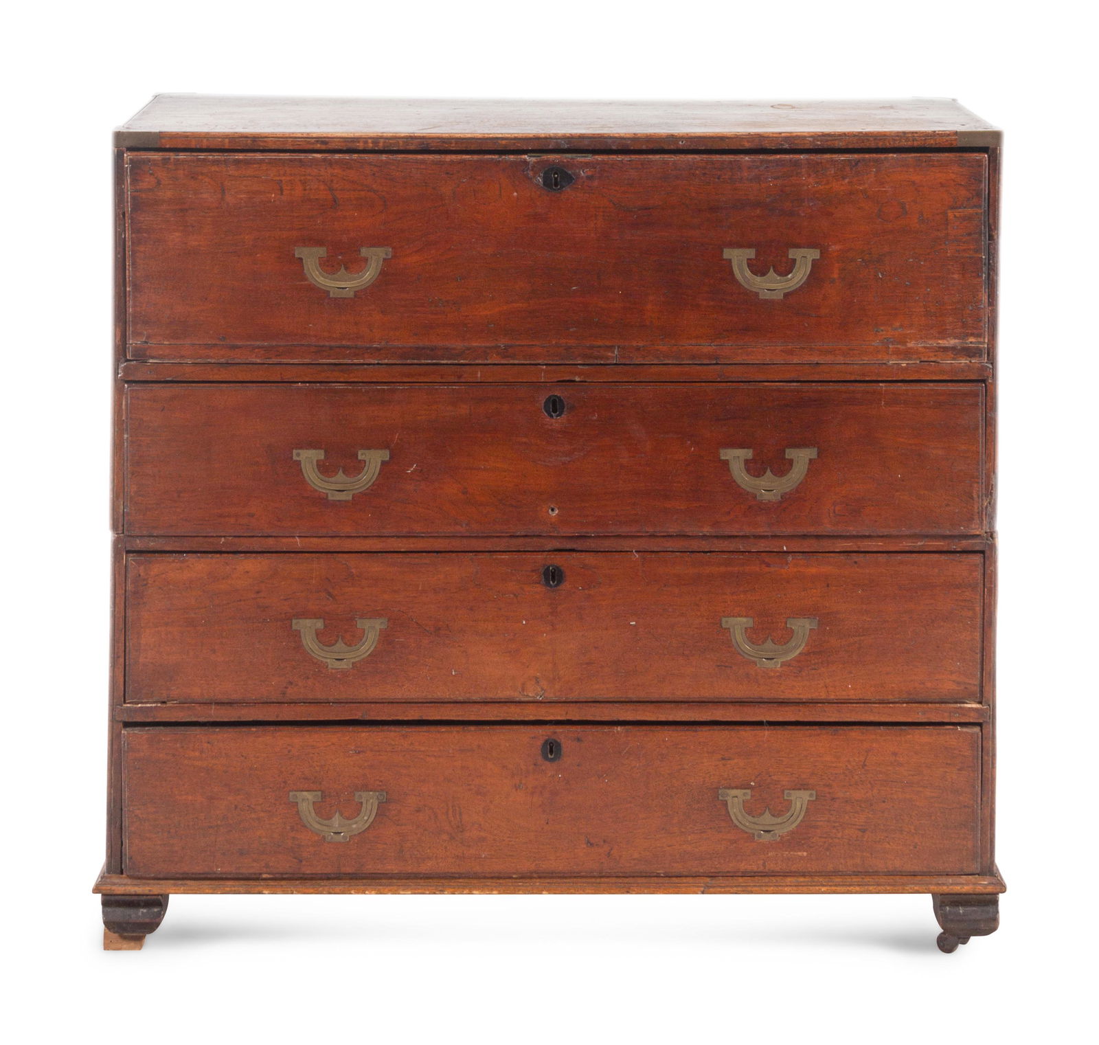 An English Brass Mounted Elm Campaign Desk (1 of 5)