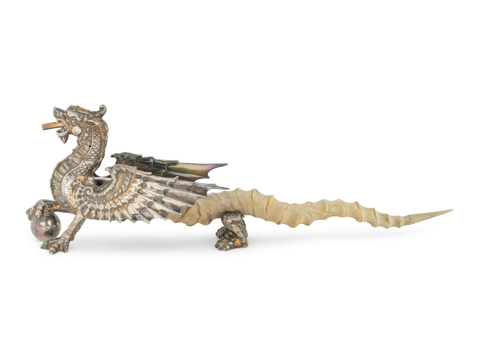 A Victorian Silver-Plate and Horn Dragon Lighter (1 of 5)