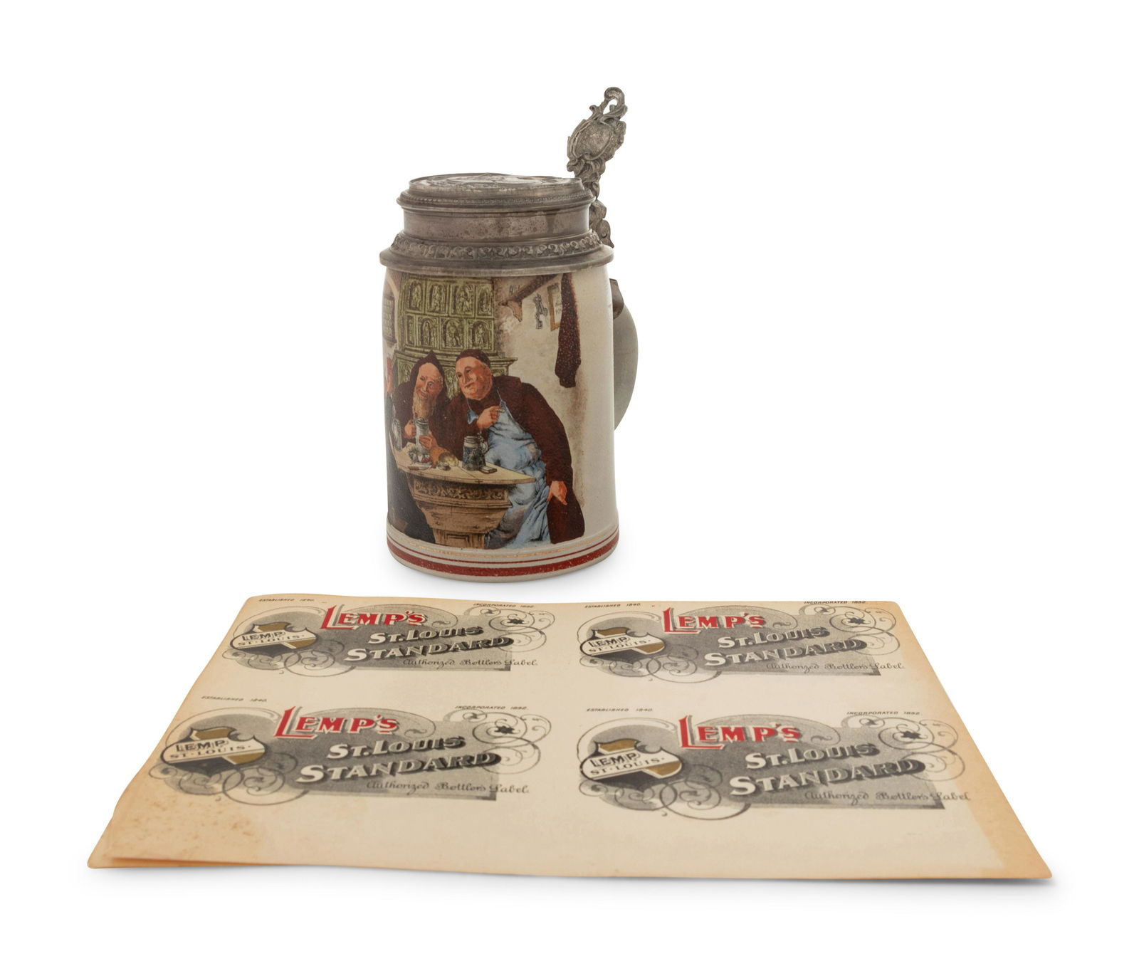 An American Stoneware and Pewter Stein (1 of 7)