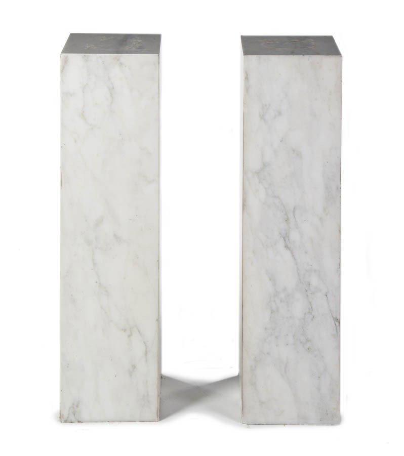 A Pair of Marble Veneered Columns, Height 37 1/2 in: A Pair of Marble Veneered Columns, each of rectangular form. Height 37 1/2 inches. Property from the Jose Sanchez Trust, Chicago, Illinois