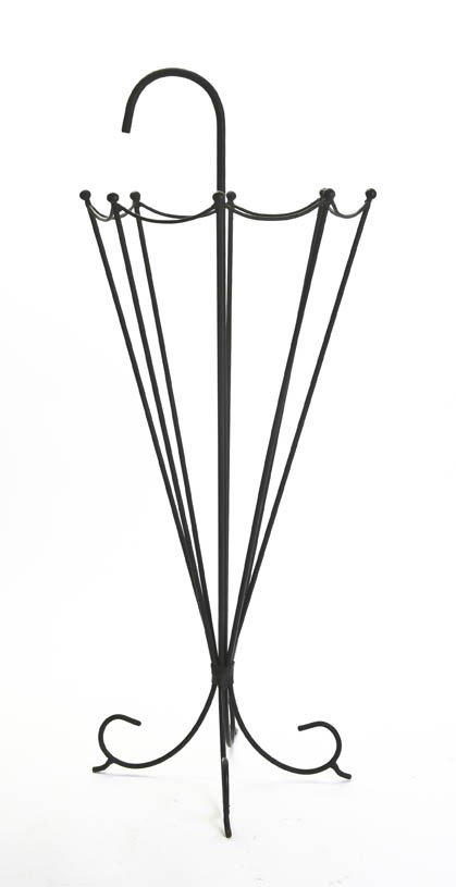 A Wirework Umbrella Stand, Height 30 inches.: A Wirework Umbrella Stand, in the form of an inverted umbrella, raised on three feet. Height 30 inches.