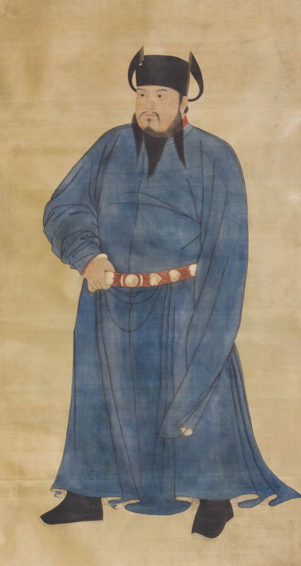 A Group of Two Prints, Height of first 55 x width: A Group of Two Prints, one of a Chinese official in blue robes, the other of an archer on horseback. Height of first 55 x width 29 inches.