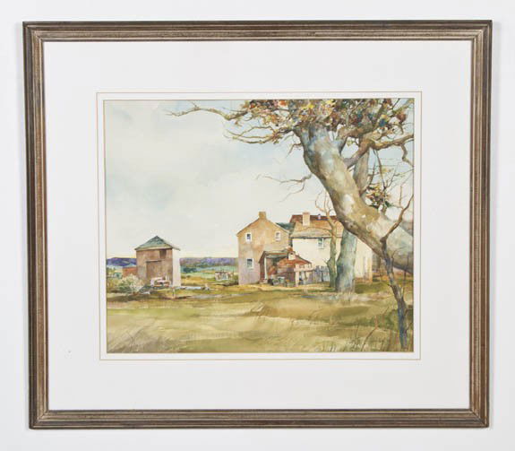 John B. Lear, (American, 1910-2008), Sycamore Farm: John B. Lear (American, 1910-2008) Sycamore Farm watercolor on paper signed John Lear and dated (lower right) 20 x 24 inches.
