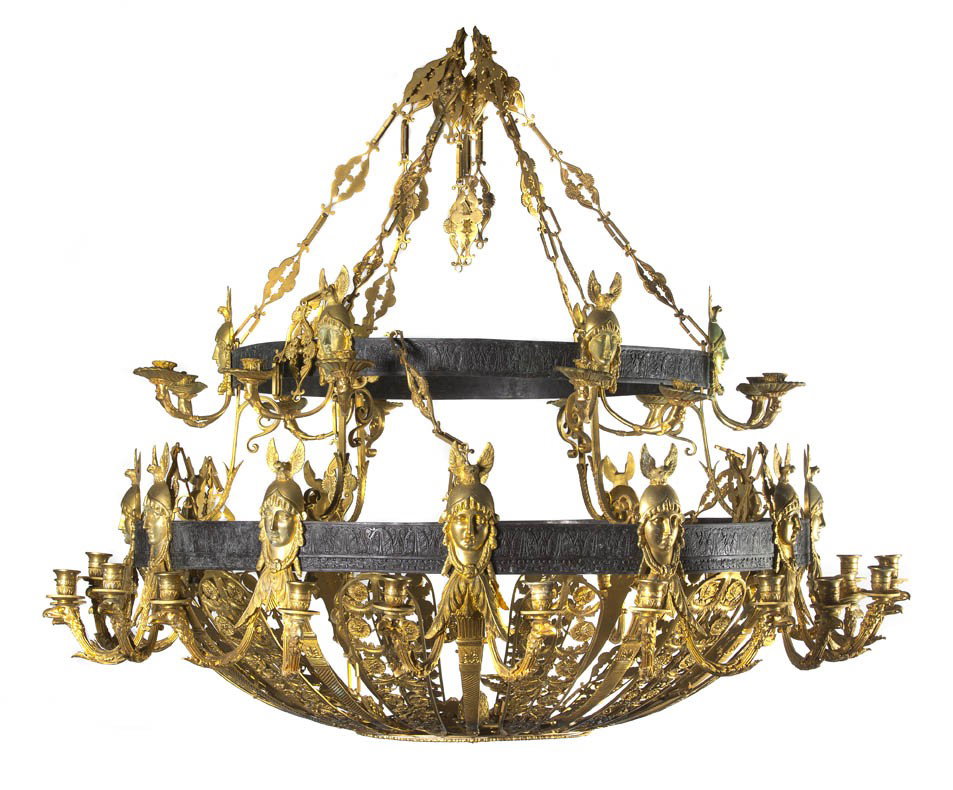 A Pair of Empire Gilt Bronze and Steel Thirty-Six-