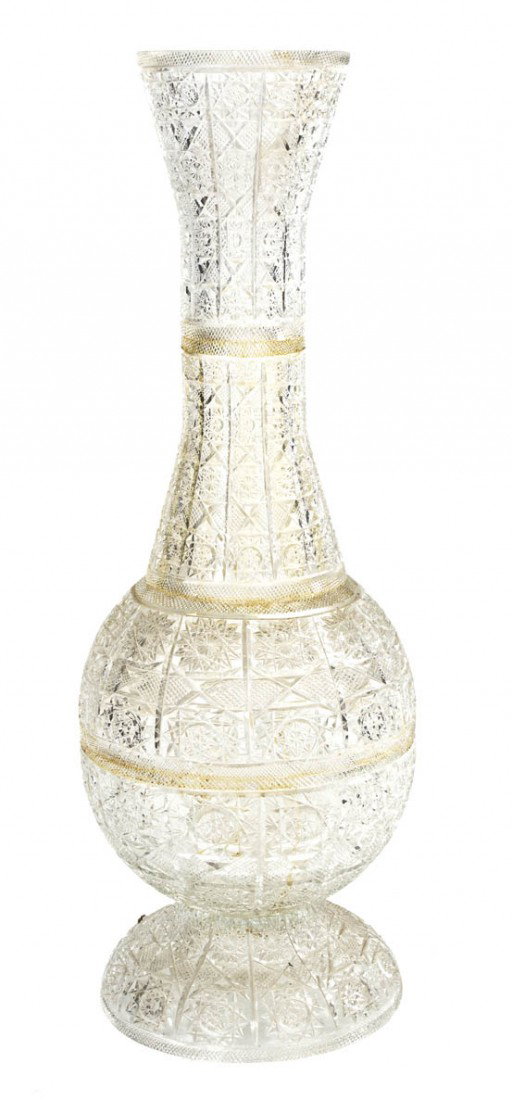 An Oversized Cut Glass Vase, Height 36 1/2 inches: An Oversized Cut Glass Vase, of baluster form, with pinwheel cut throughout. Height 36 1/2 inches.