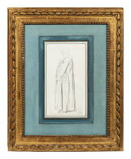 Charles-Nicolas Cochin the Younger (French, 1715-1790): Charles-Nicolas Cochin the Younger (French, 1715-1790) Turc en vetement de ceremonie, en profile charcoal on paperartist cypher (lower right) Sheet: 8 1/4 x 4 inches. This lot is located in Palm Beach