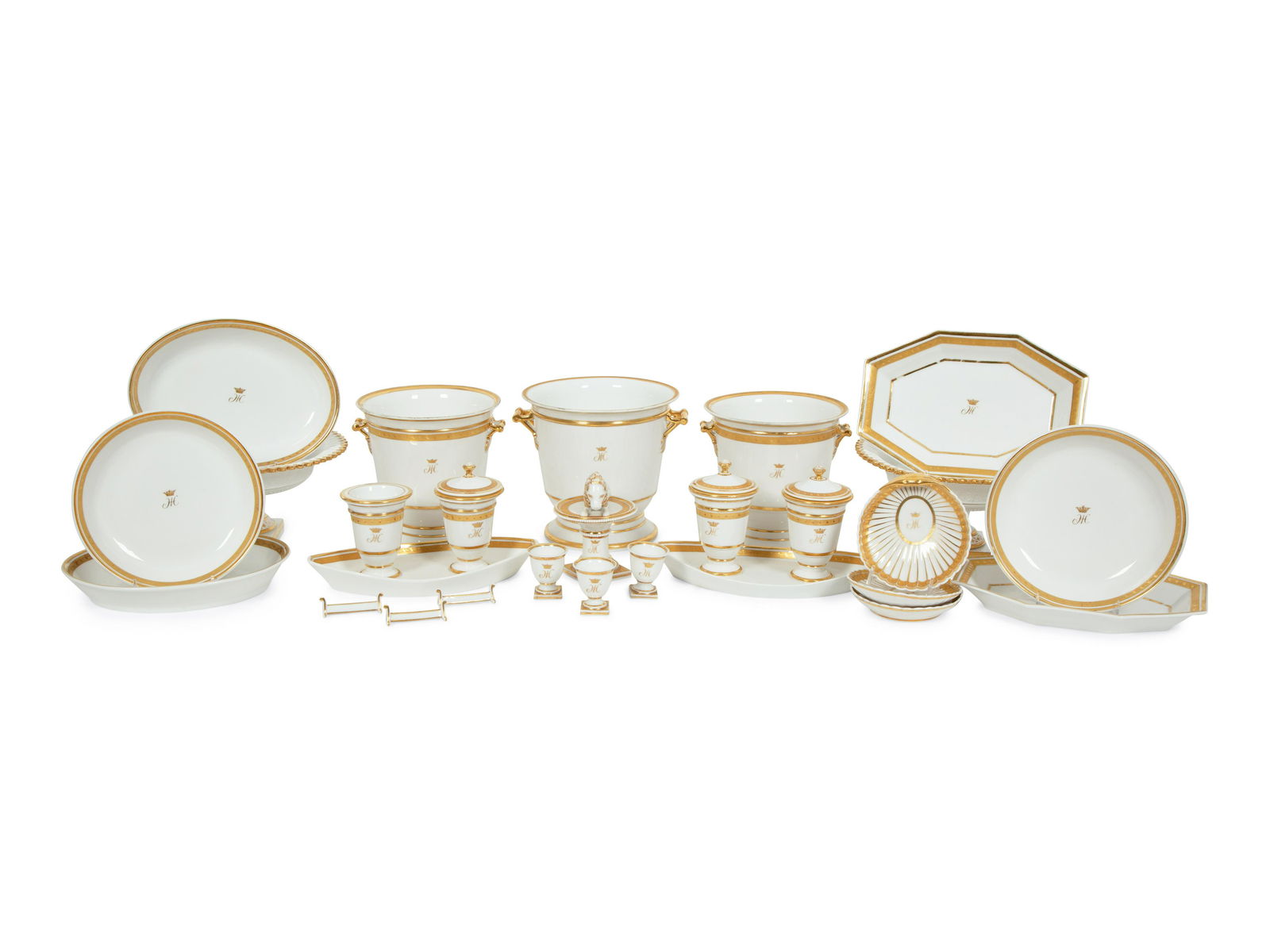 A Continental Gilt Decorated Porcelain Dessert Service (1 of 7)