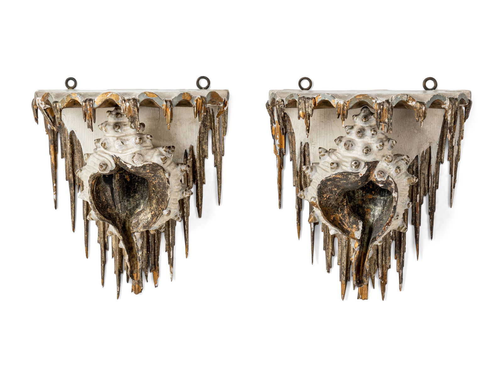 A Pair of North European Gilt and Cream-Painted Grotto Style Wall Brackets (1 of 4)