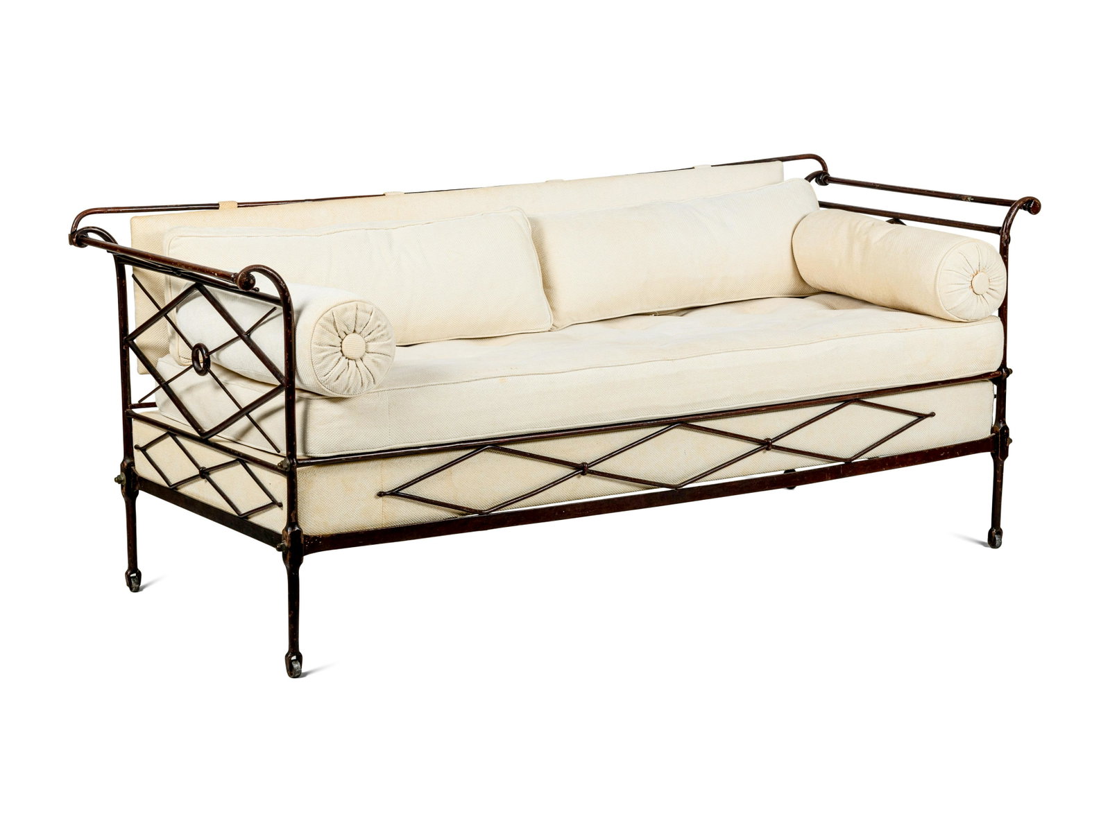 An Empire Steel Daybed: An Empire Steel Daybed First Half 19th Century Height 34 x width 81 x depth 33 inches.