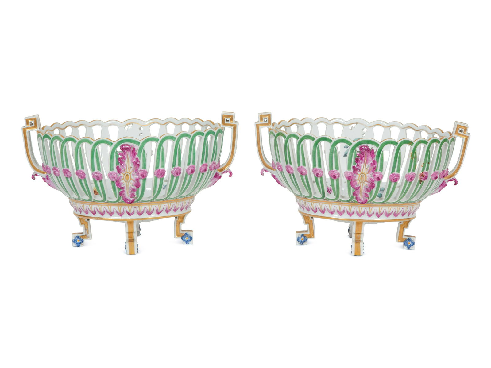 A Pair of German Porcelain Reticulated Baskets (1 of 6)