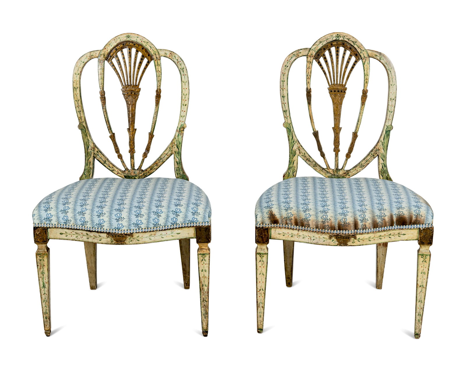 A Pair of North European Polychrome Decorated Side Chairs (1 of 8)