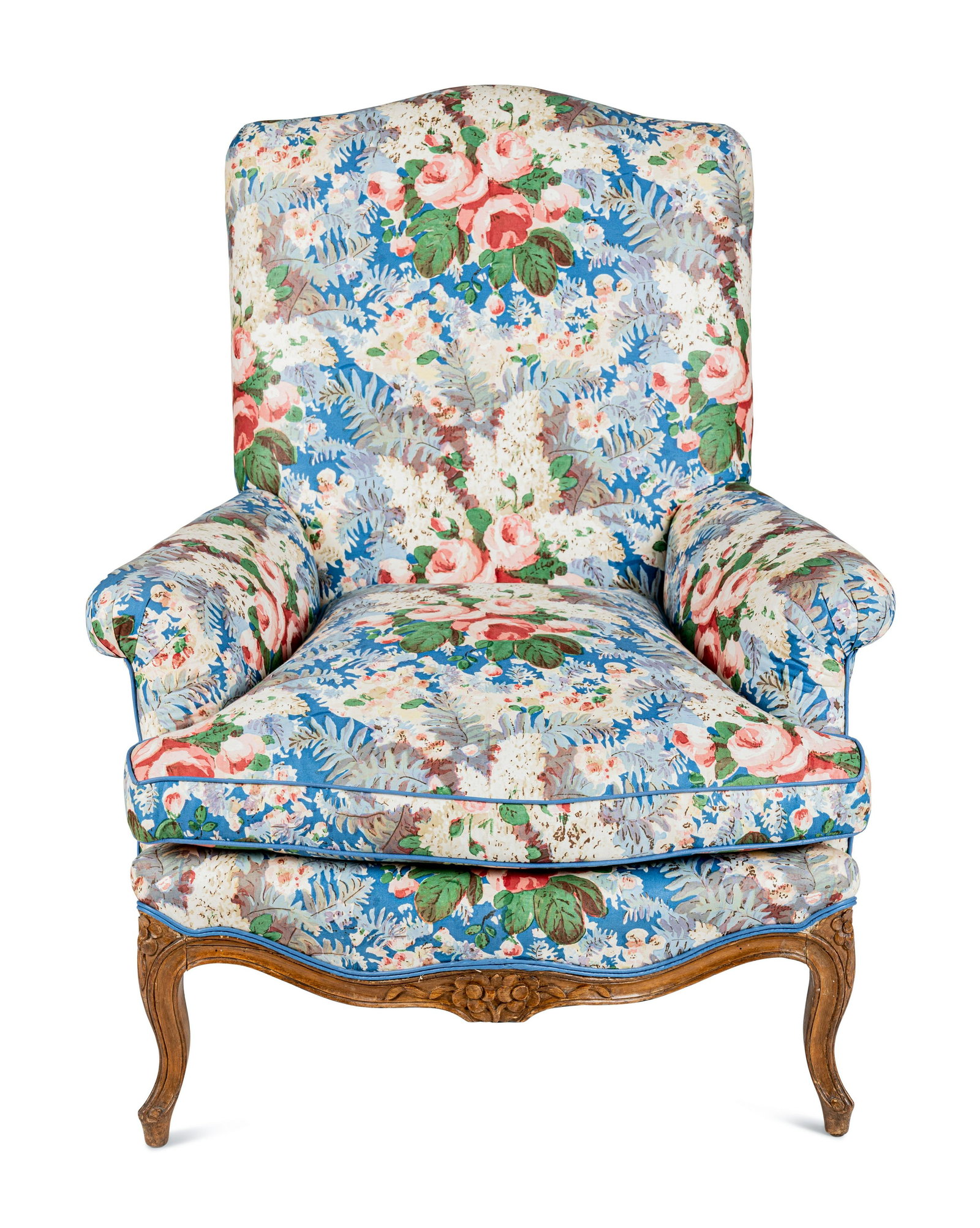 A Louis XV Style Beechwood Bergere: A Louis XV Style Beechwood Bergere 19th Century Height 40 x width 33 x depth 31 inches. This lot is located in Palm Beach.