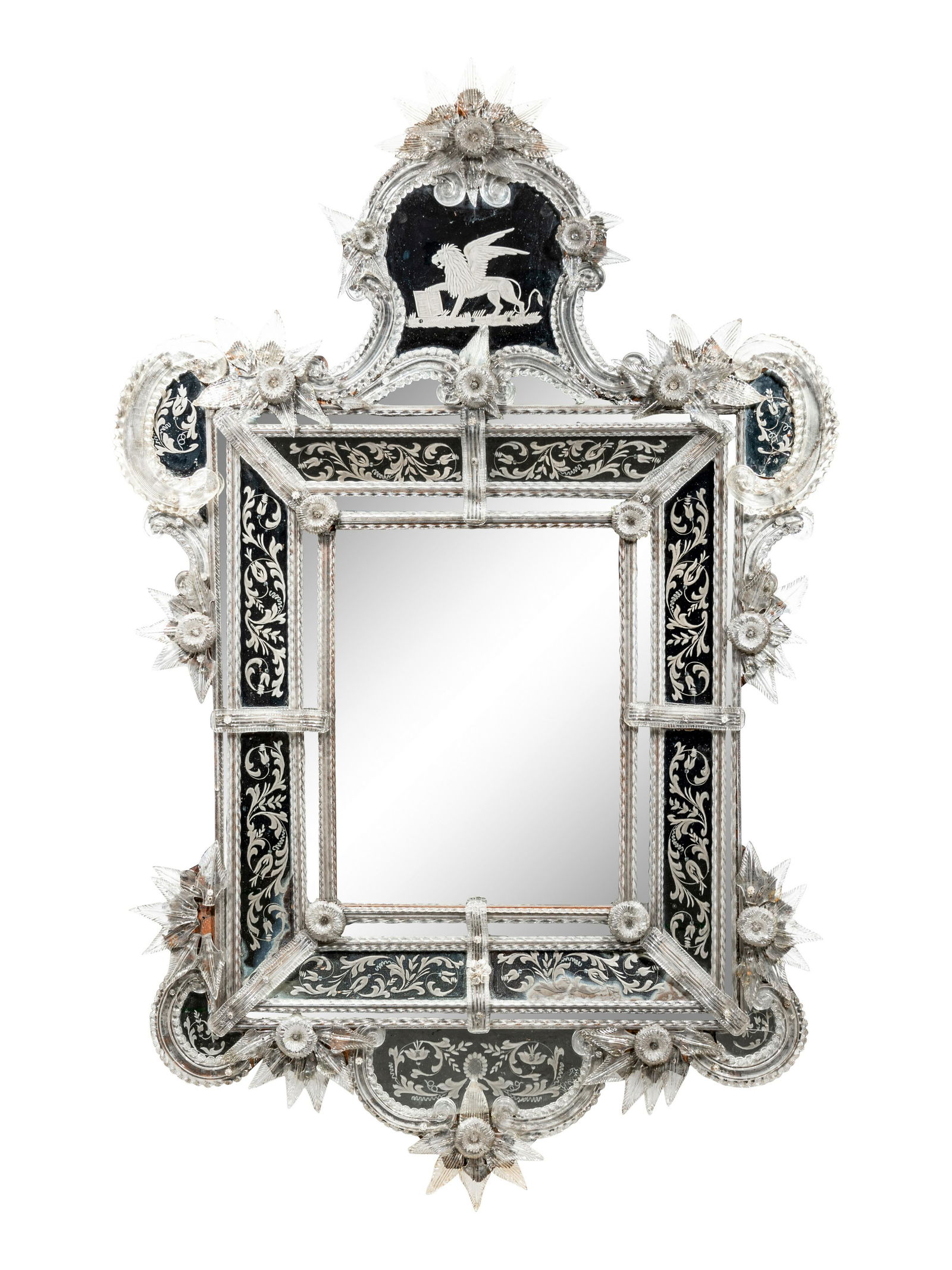 A Venetian Blown and Etched Glass Mirror (1 of 4)