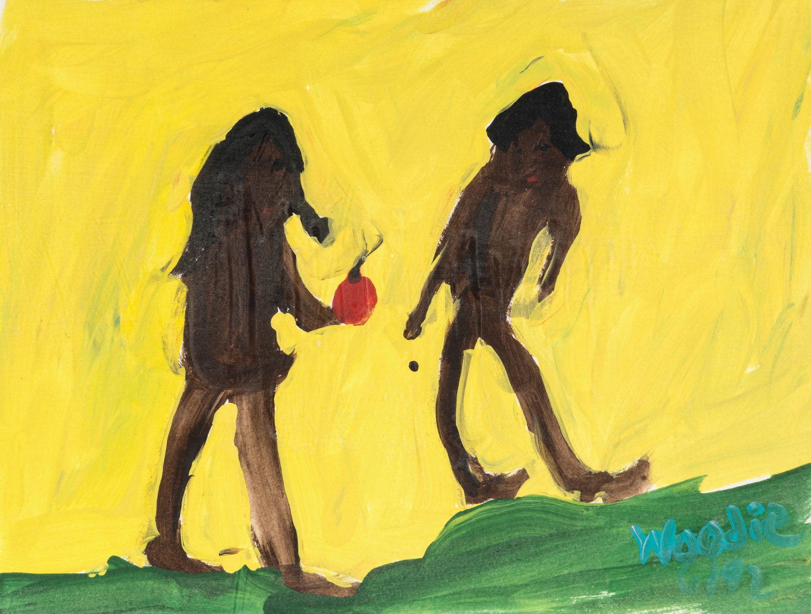 Woodie Long (American, 1942-2009) Adam and Eve, 1992: Woodie Long (American, 1942-2009) Adam and Eve, 1992 mixed media on paper signed Woodie and dated (lower right) 9 x 12 inches. This lot is located in Chicago.