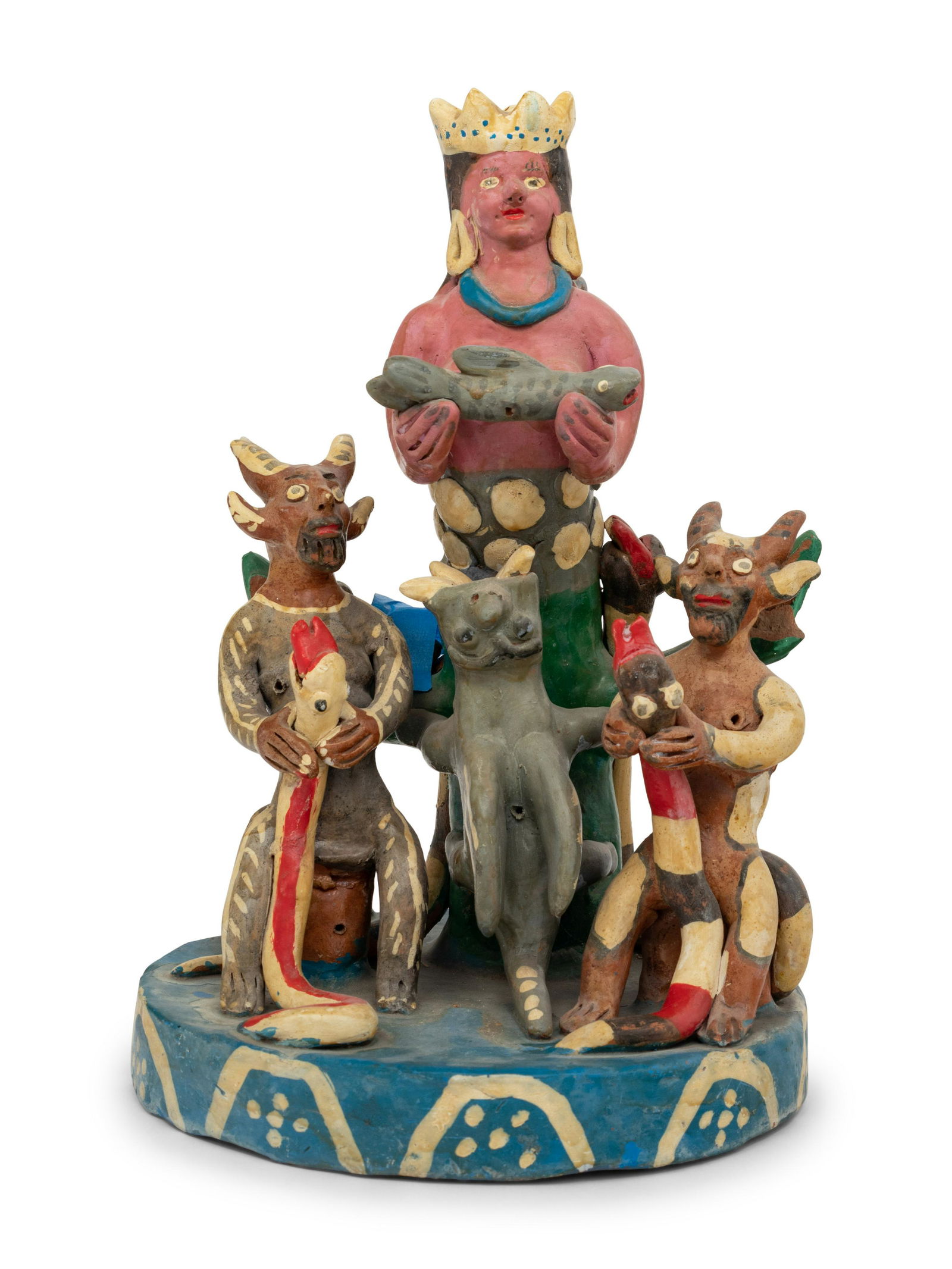 A Mexican Folk Art Polychrome Decorated Figural Group (1 of 5)
