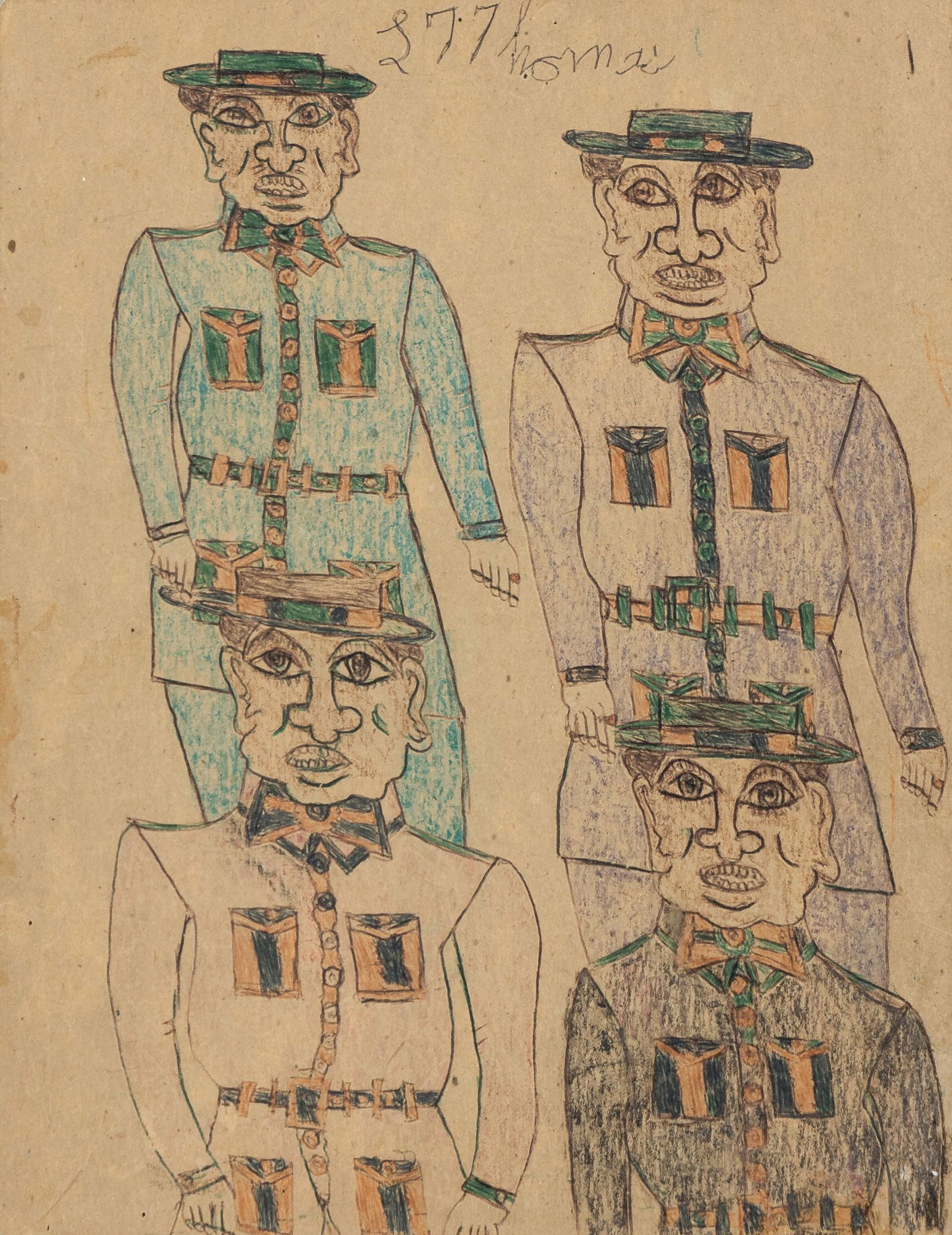 LT Rev Thomas (American, 1904-1995 Untitled (Four Officers) (1 of 4)