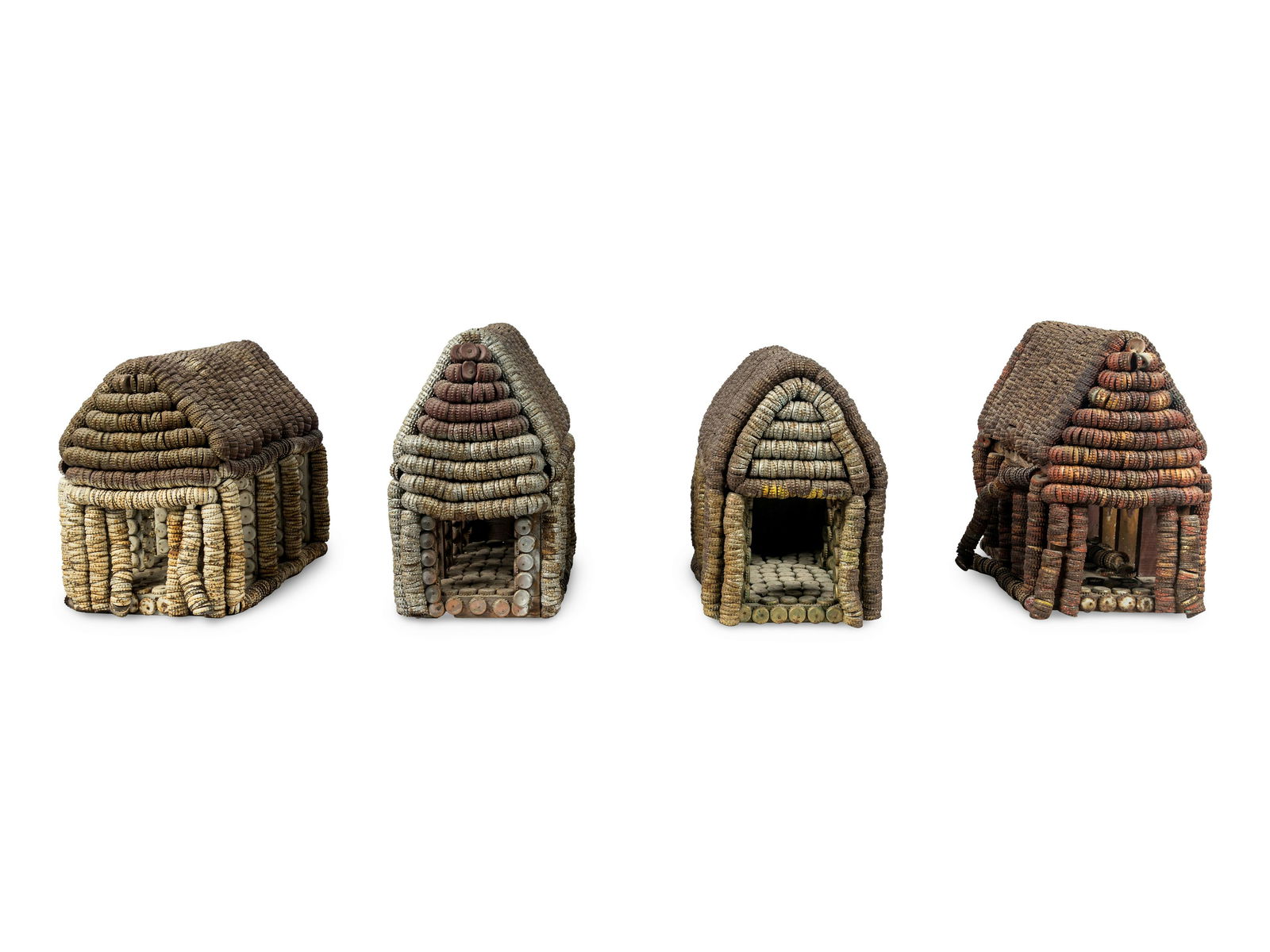 Clarence Woolsey (American, 20th century) Four Bottle Cap Structures: Clarence Woolsey (American, 20th century) Four Bottle Cap Structures Height 18 inches.