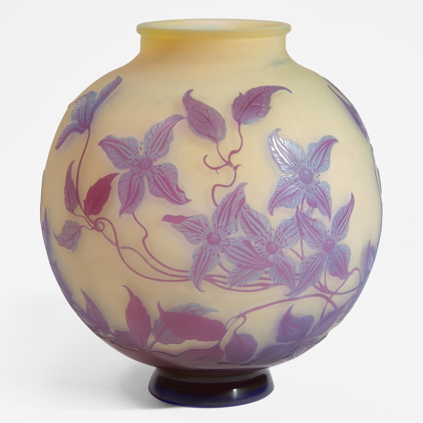 Émile Gallé (French, 1846-1904) "Clematis" Vase, France, circa 1900 (1 of 3)