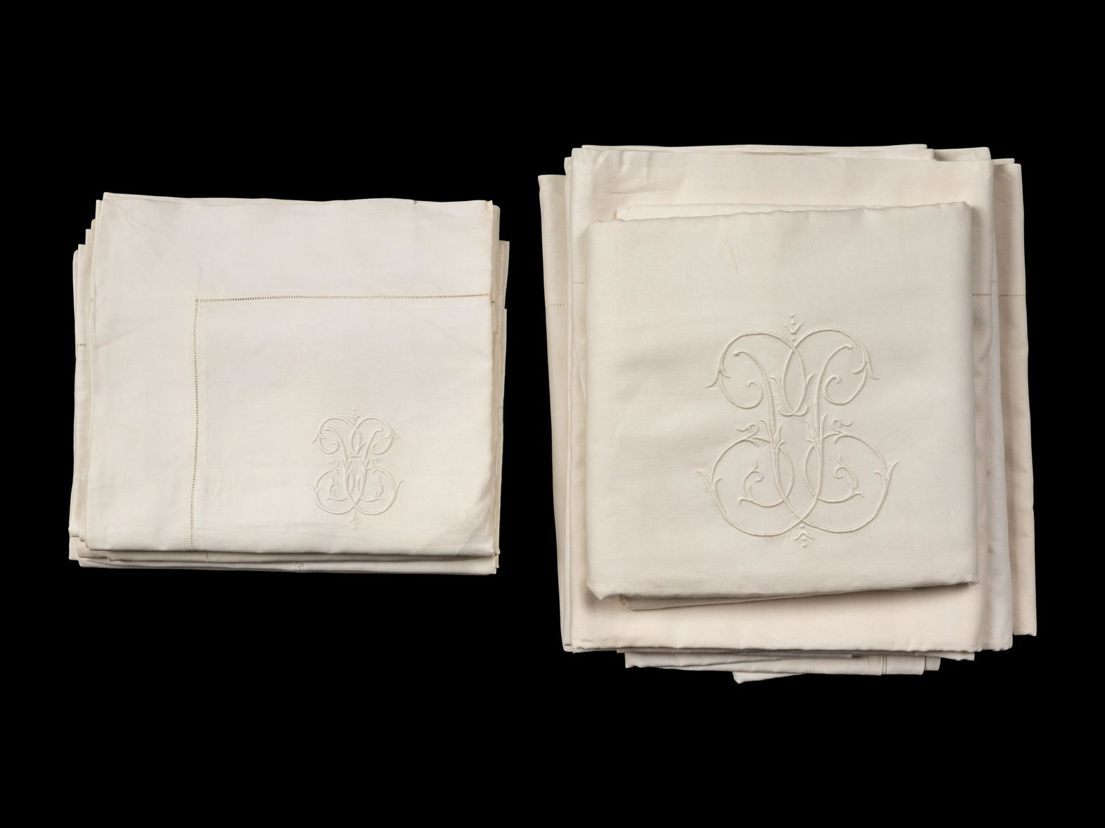 Two Sets of Palmer Family Sheets Embroidered with the Initials "P.P.", Early 20th Century (1 of 4)