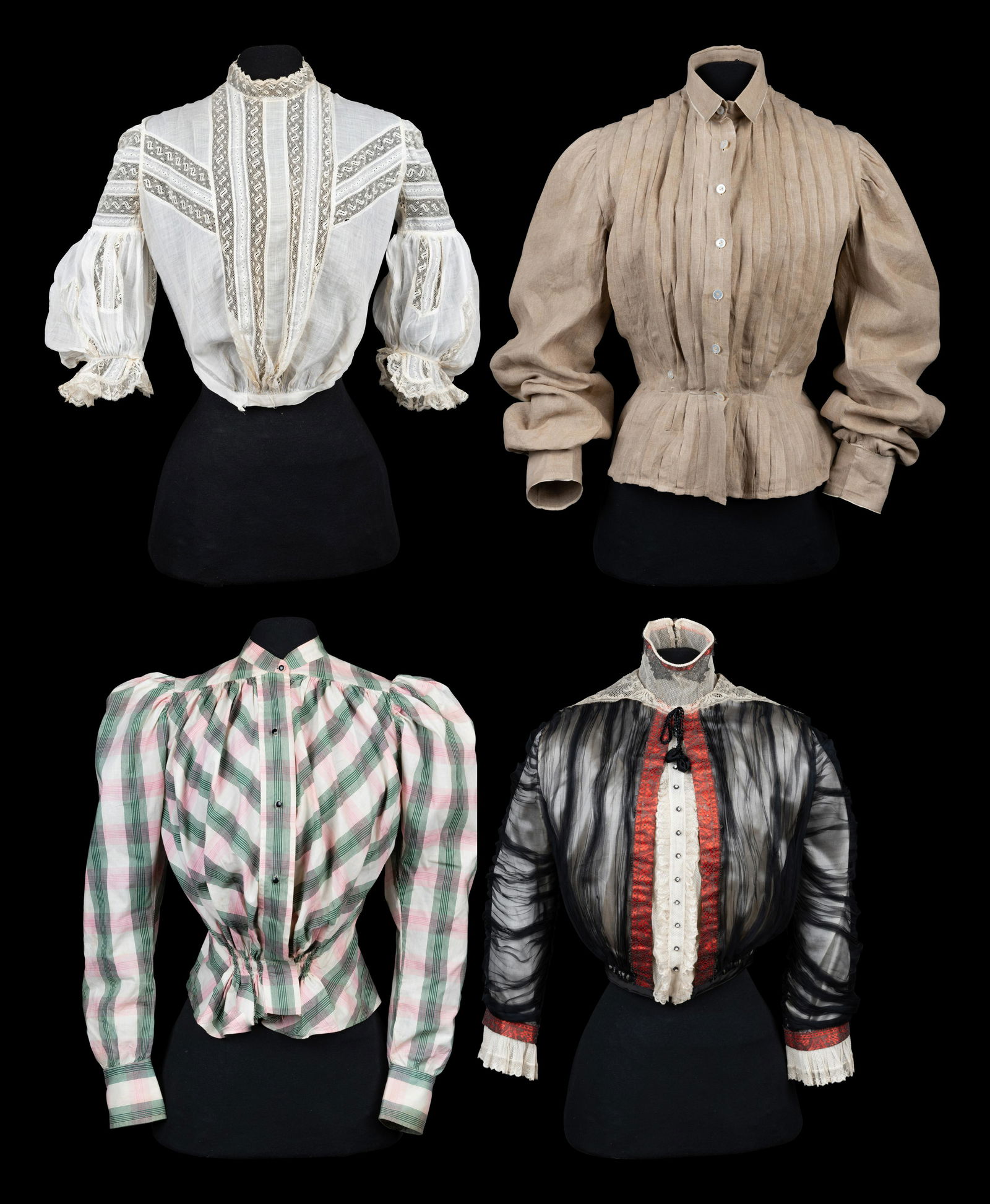 Four Victorian & Edwardian Bodices, 1890-1900s (1 of 3)