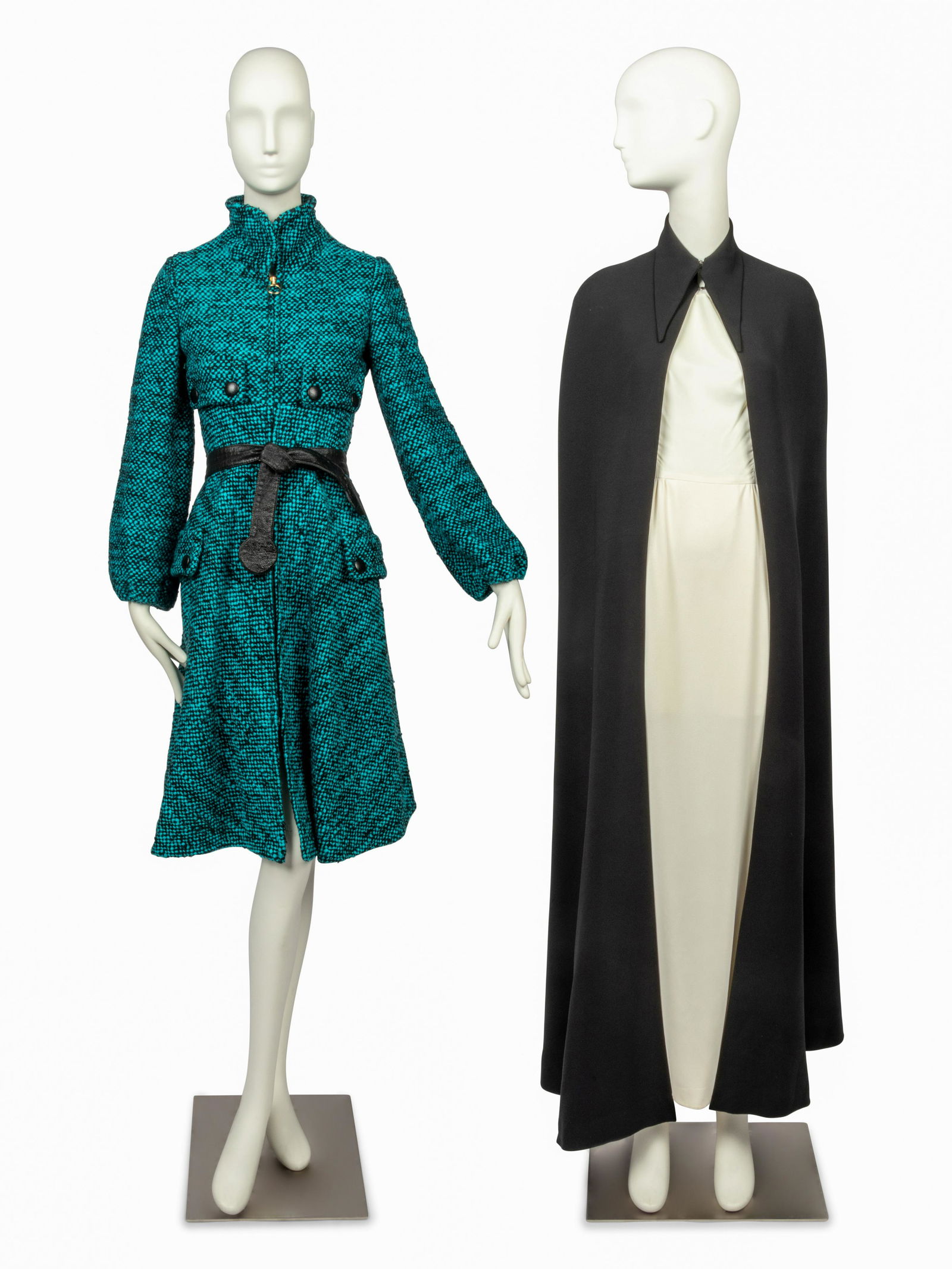 Two Haute Couture Items: Coat Attributed to Pierre Cardin, Jacques Griffe Cape, 1940-70s (1 of 7)
