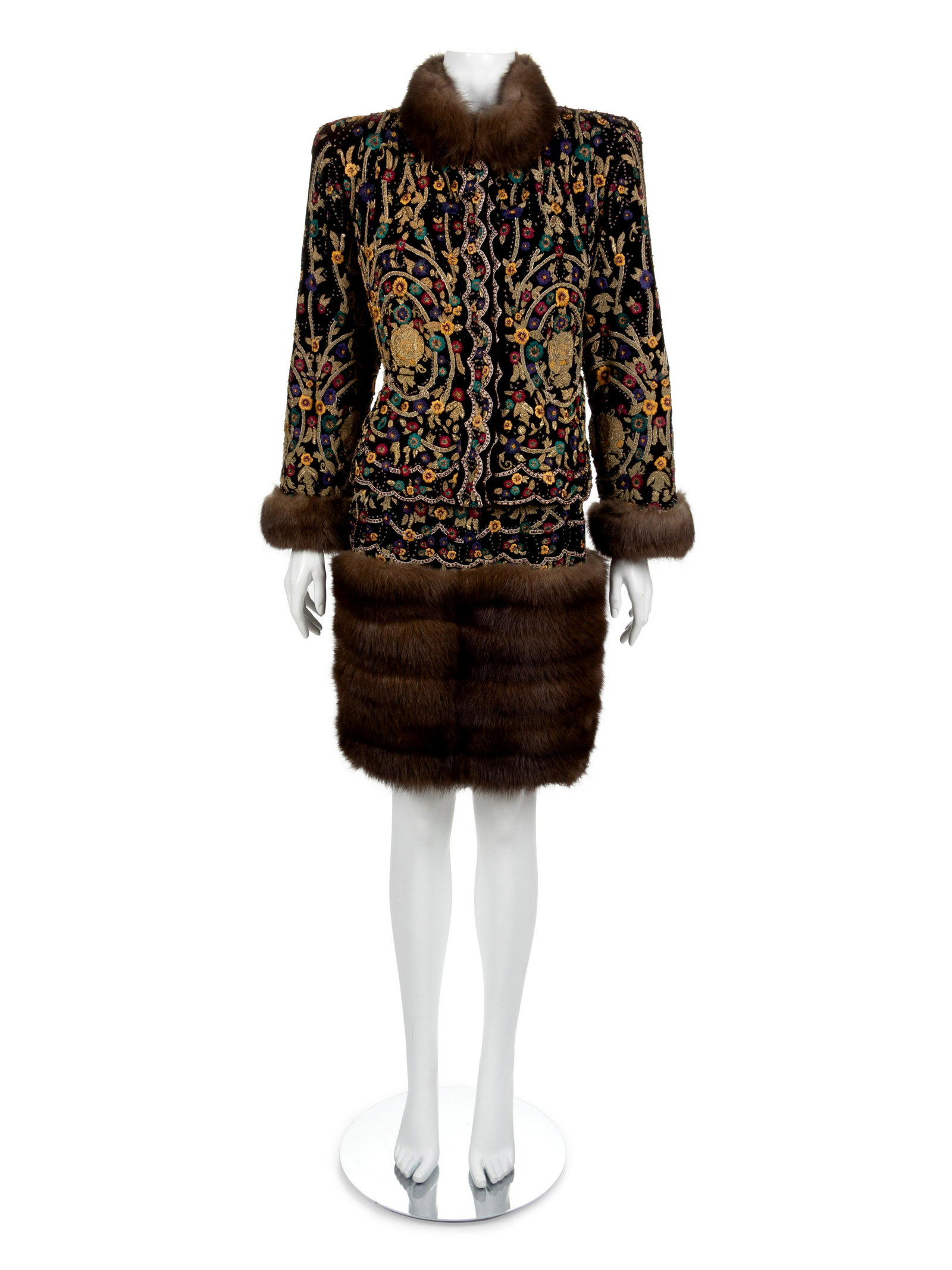 Revillon Haute Couture Velour and Sable Suit and Hat, 1994 (1 of 9)