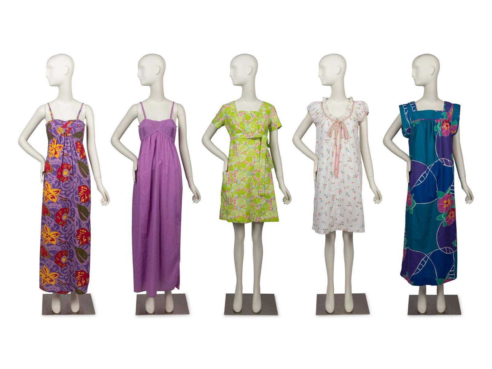 Five Floral Dresses by Oscar de la Renta, Bill Tice and Lilly Pulitzer, 1970-80s (1 of 6)