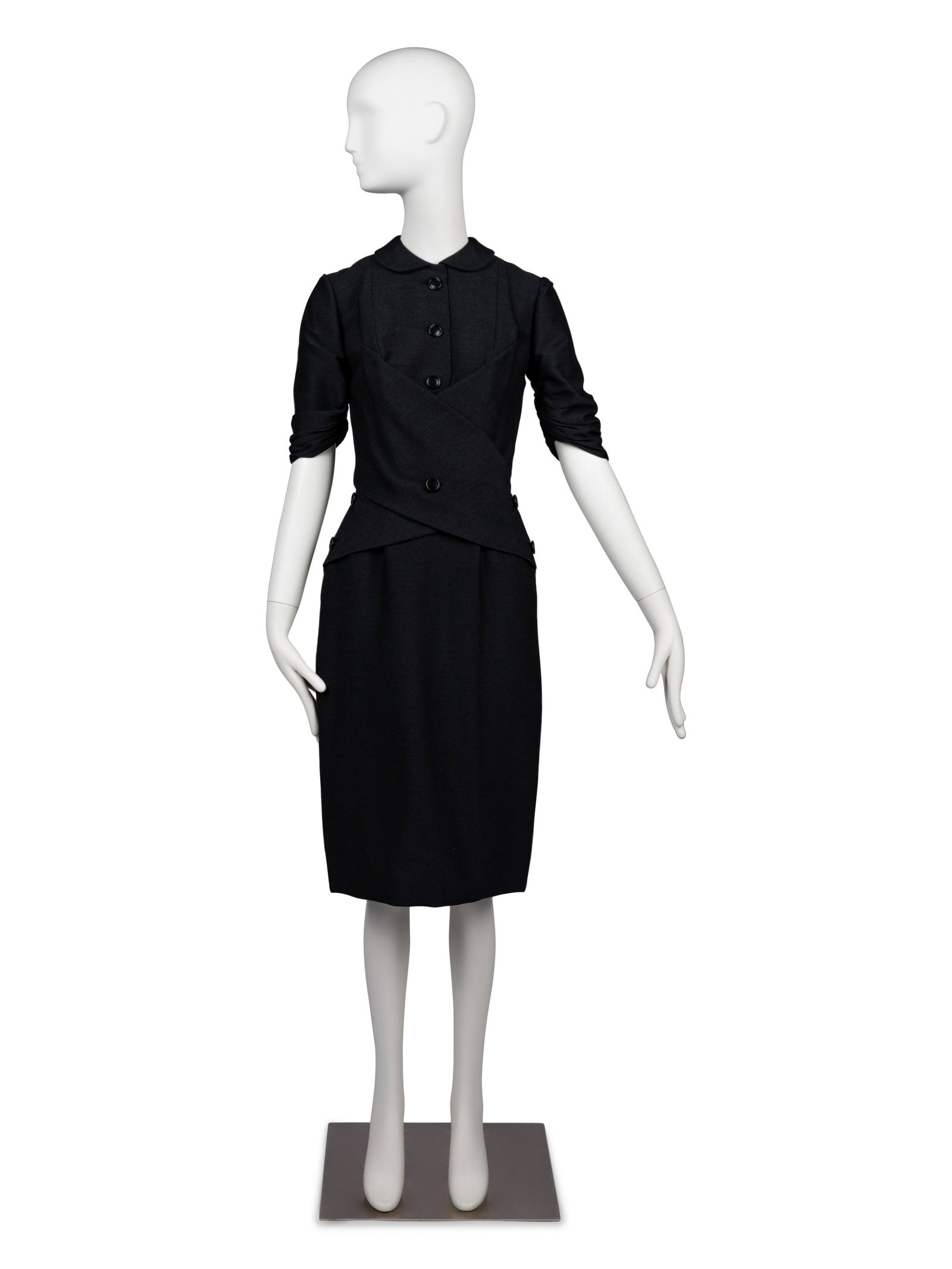 Galanos Black Dress, 1954-63: Galanos Black Dress, 1954-63 James Galanos (1924-2016) was the only son of Greek born parents. In 1944, he became a general assistant at the New York East 49th Street emporium of Hattie Carnegie. Gala