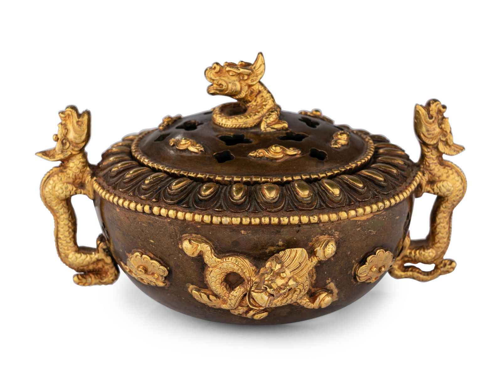 A Chinese Bronze Censer with Dragon Handles (1 of 5)