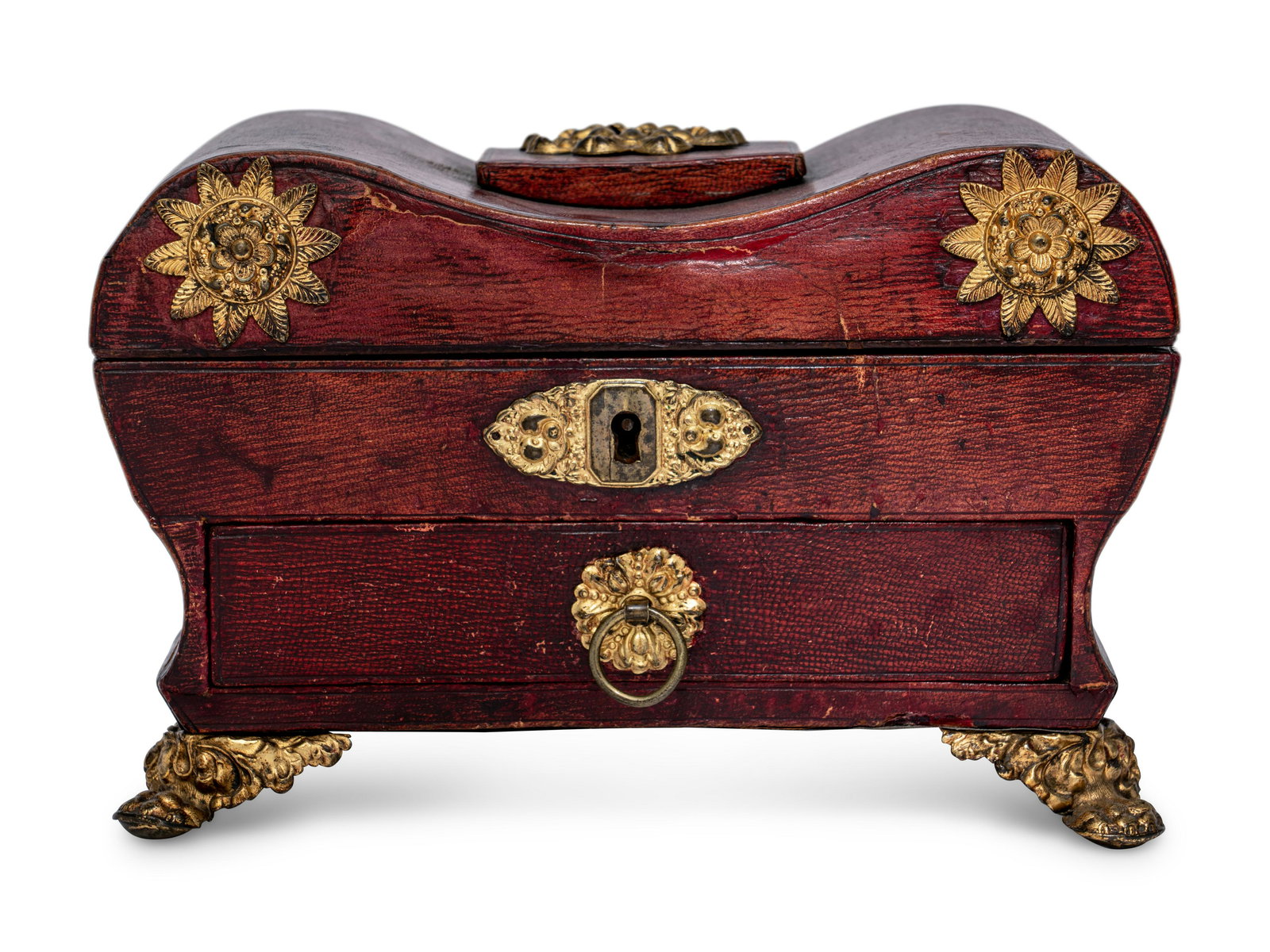 A Gilt Metal Mounted Leather-Veneered Jewelry Casket (1 of 5)