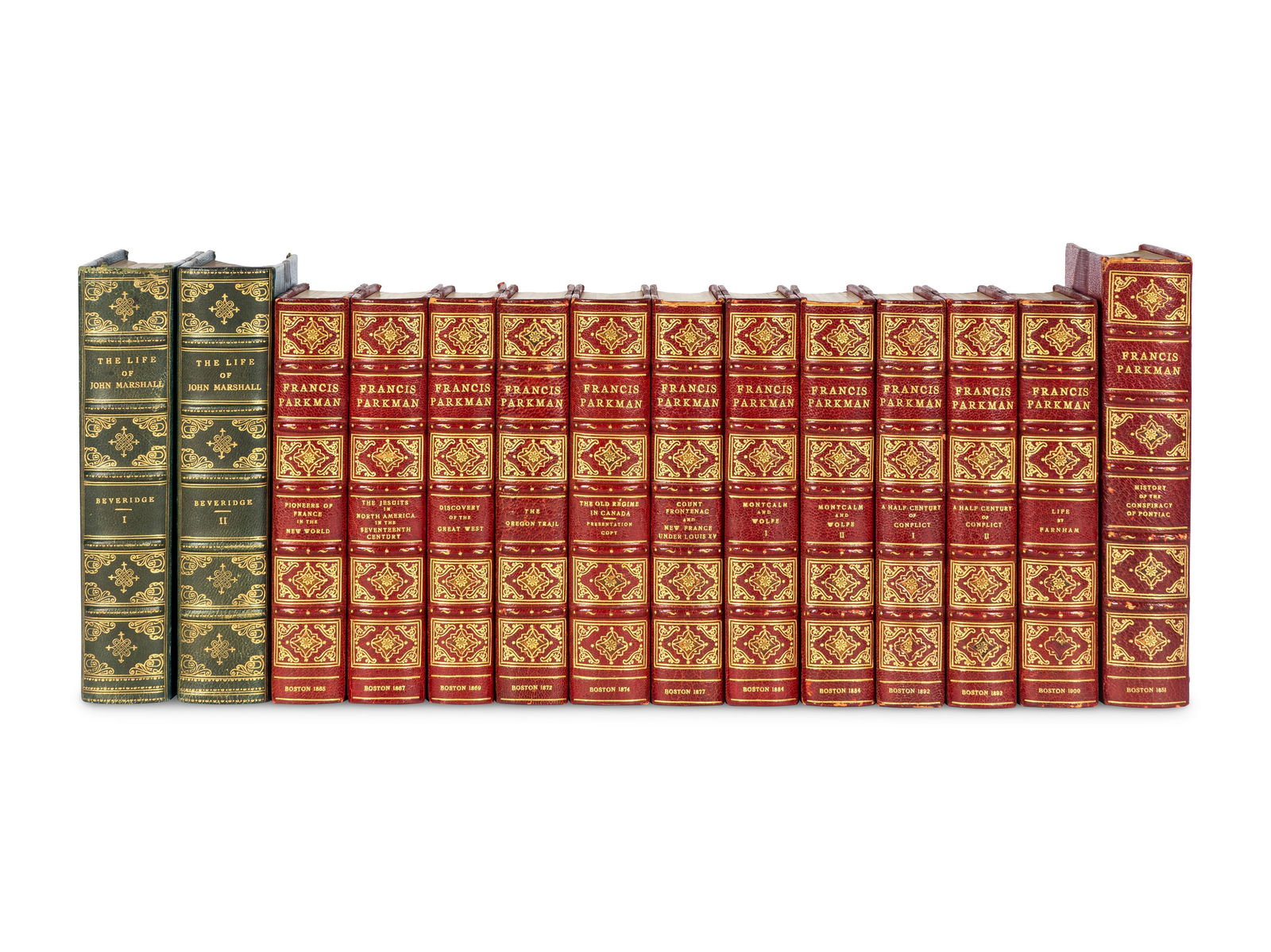 [BINDINGS]. A group of 11 works in 96 volumes, most in fine half leather bindings, including works (1 of 1)