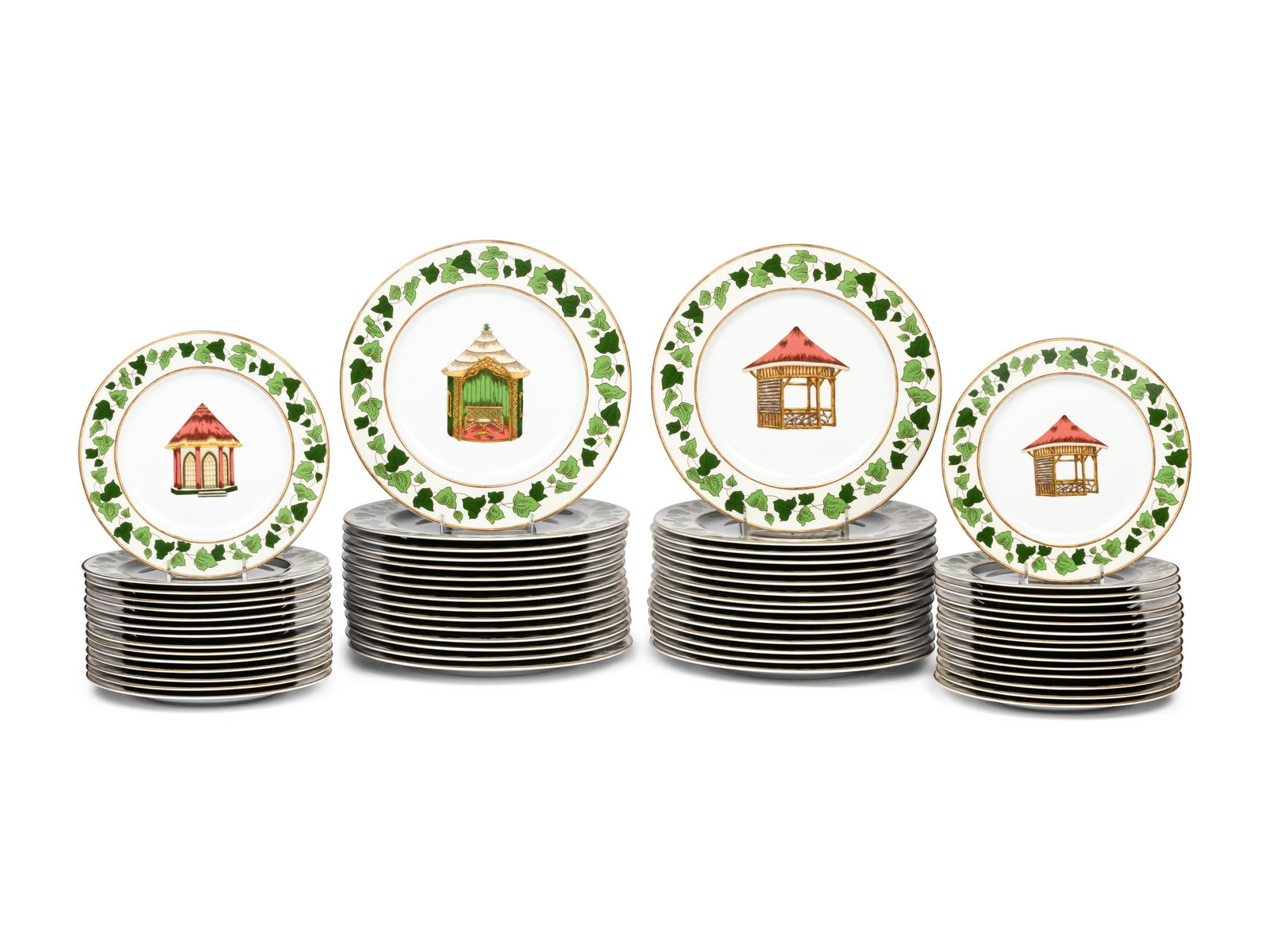 A Set of Pierre Frey for Limoges Les Gloriettes Porcelain Dinner and Salad Plates (1 of 4)