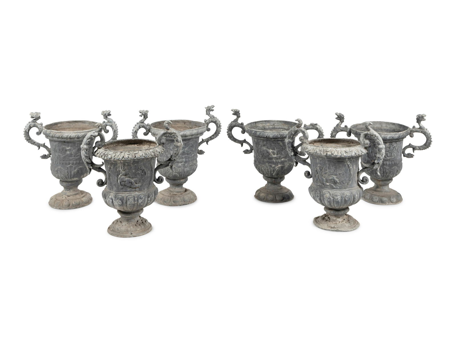 A Group of Six Cast Metal Campagna-Form Jardinières (1 of 4)